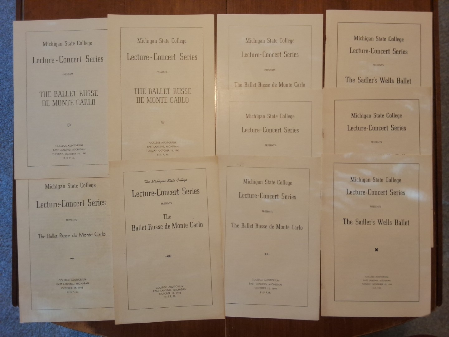 VINTAGE 1946-49 LOT OF 10 MICHIGAN STATE LECTURE CONCERT SERIES PROGRAMS MSU 