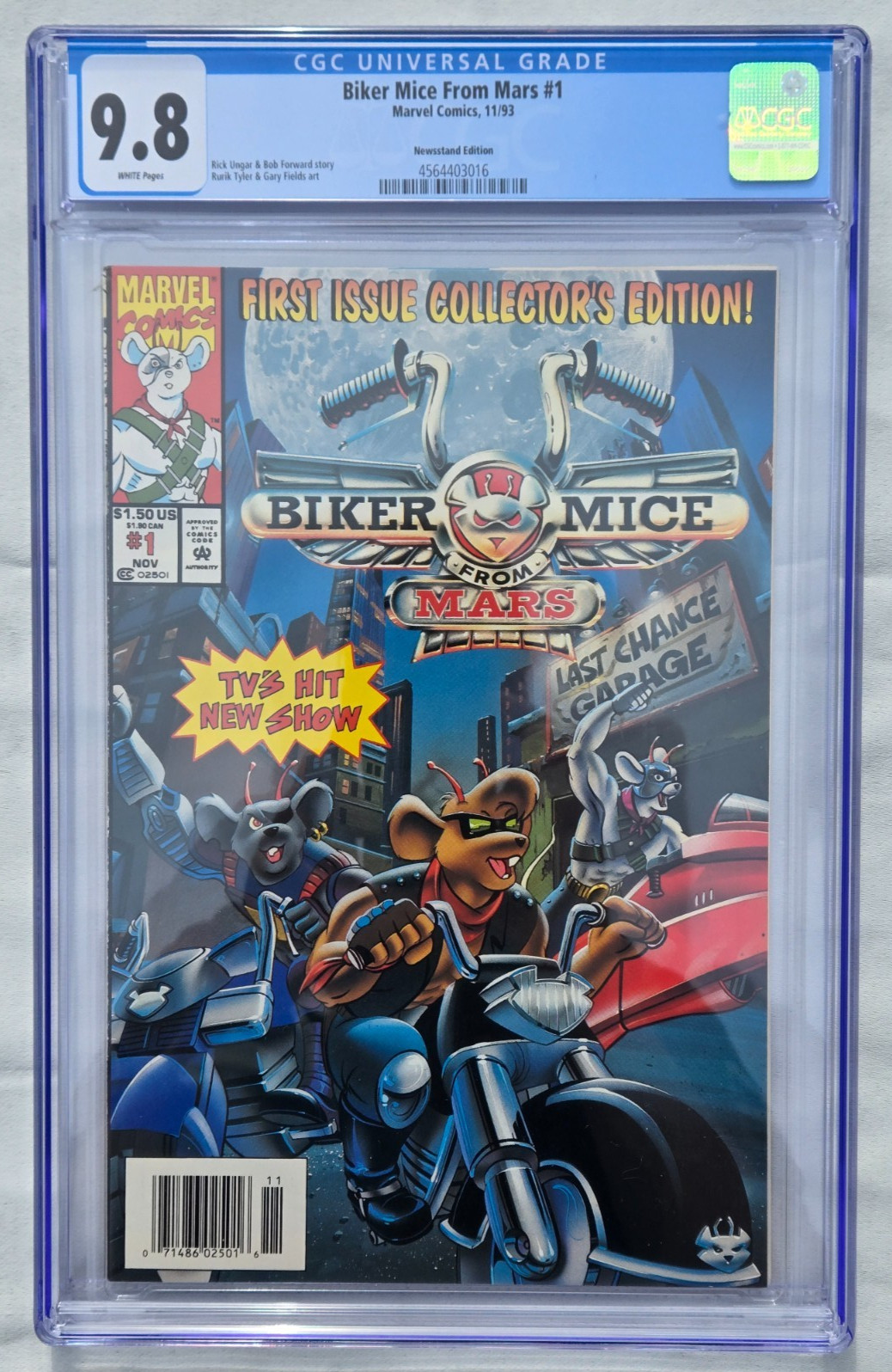 1993 Biker Mice From Mars #1 Newsstand Edition CGC 9.8 White Pages Marvel