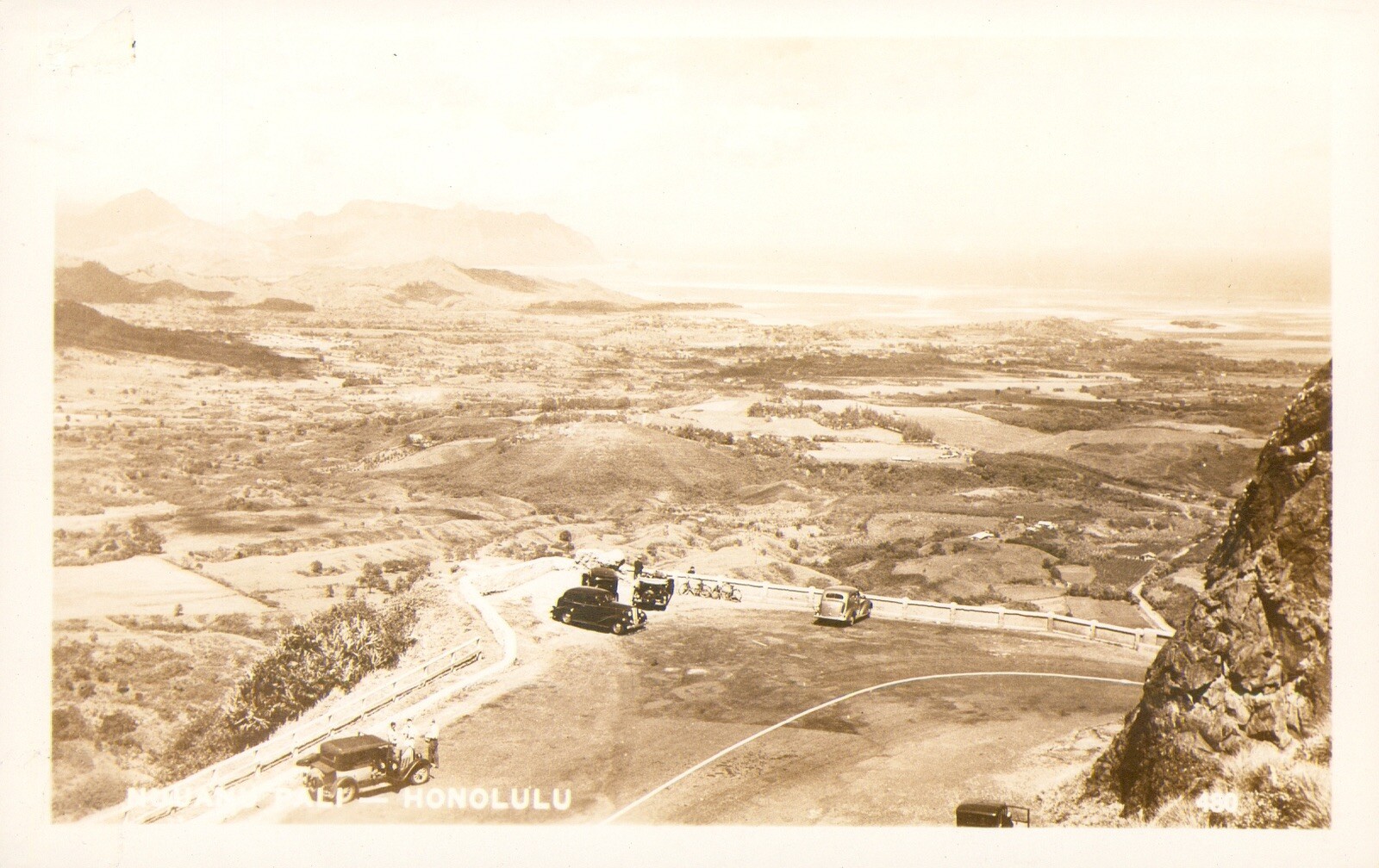 Hawaii Postcard Honolulu - Nuuanu Pali c1930s Old Cars Real Photo Antique RPPC N