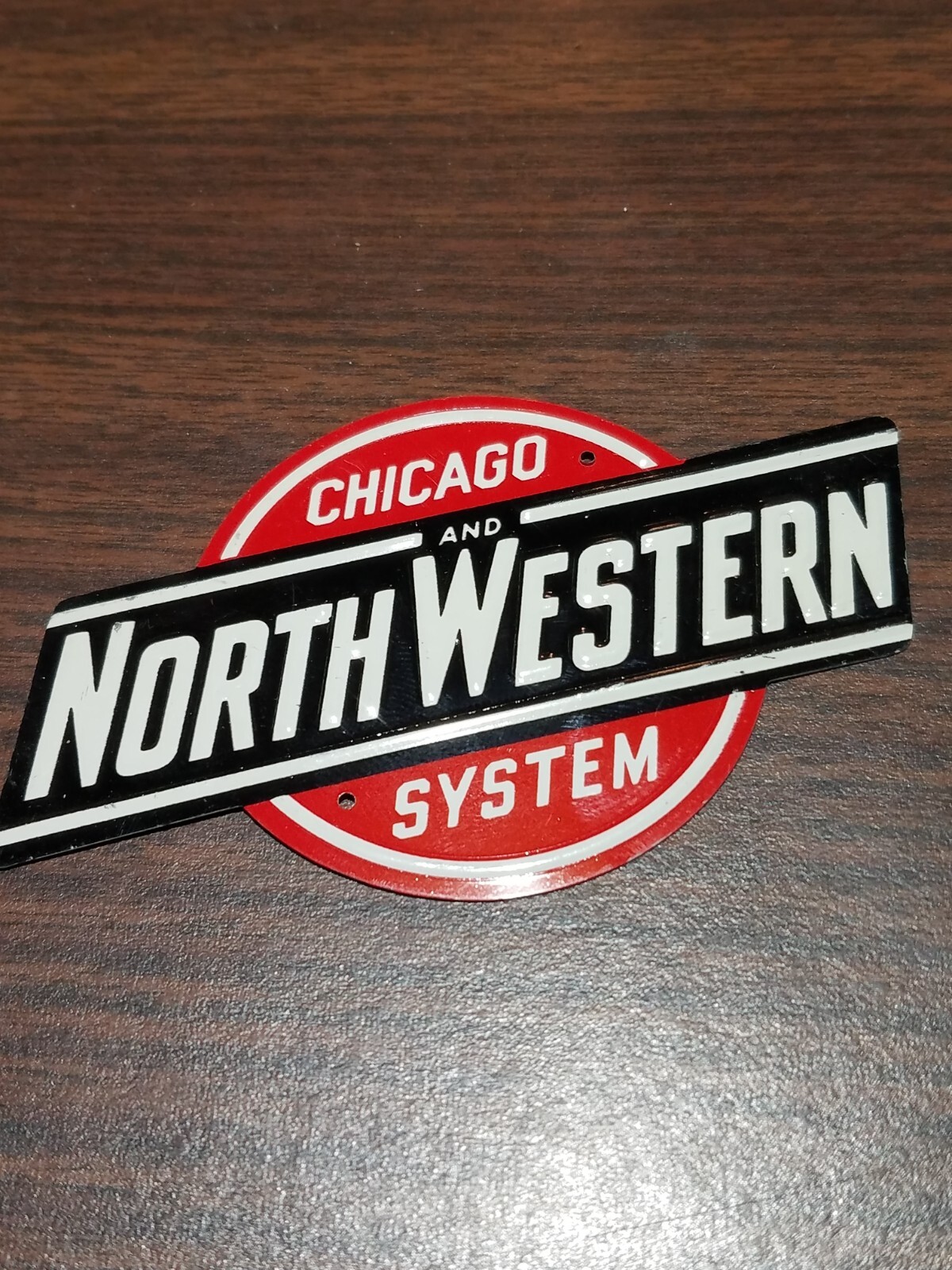 Chicago and North Western System metal placard