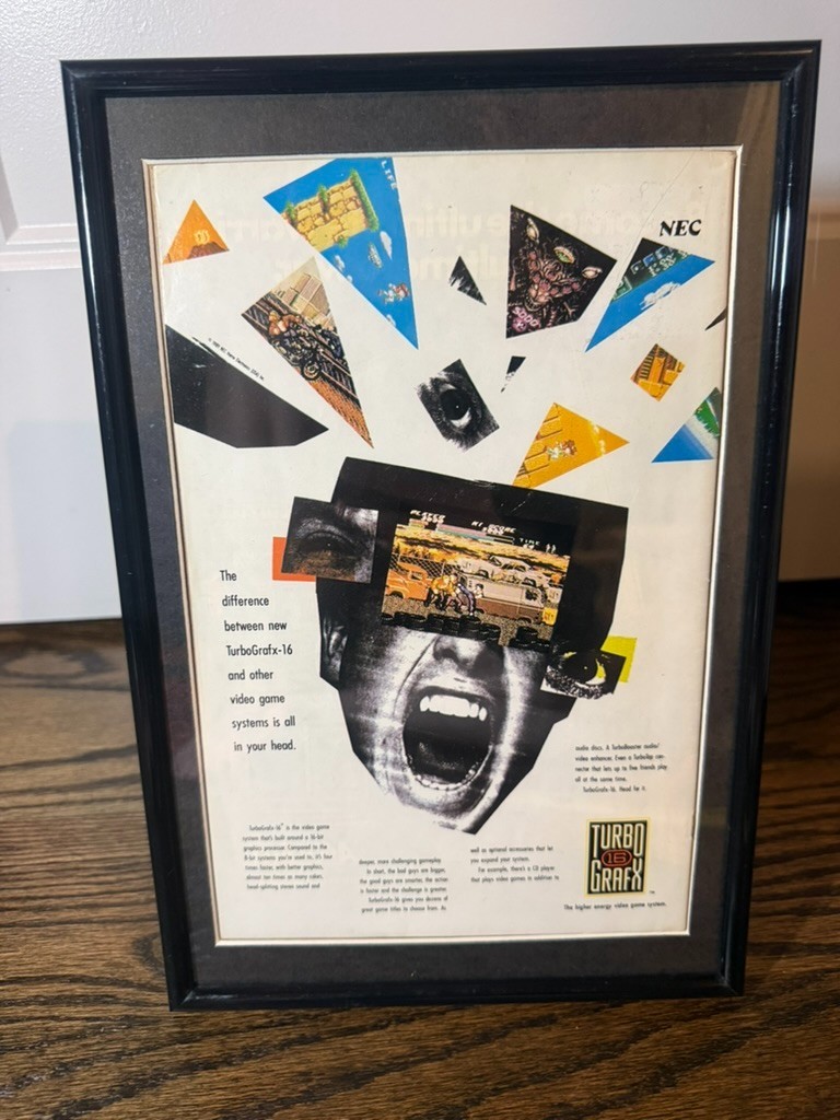 Turbo Grafx 16 Print Ad NEX Retro Vintage Gaming Console Video Games 90s FRAMED