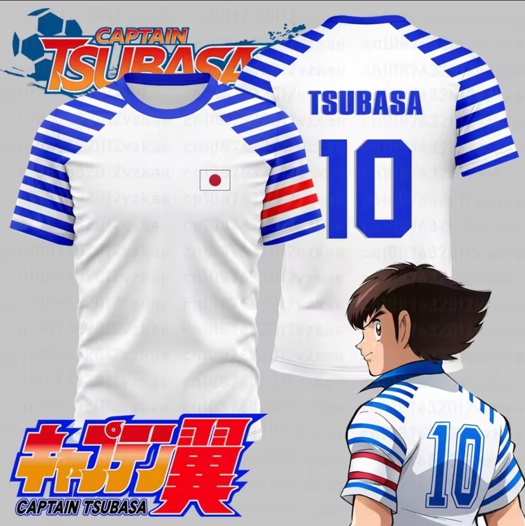 Captain Tsubasa Japan Team Football Jersey T-Shirt Olive Et Tom Adult/Kid