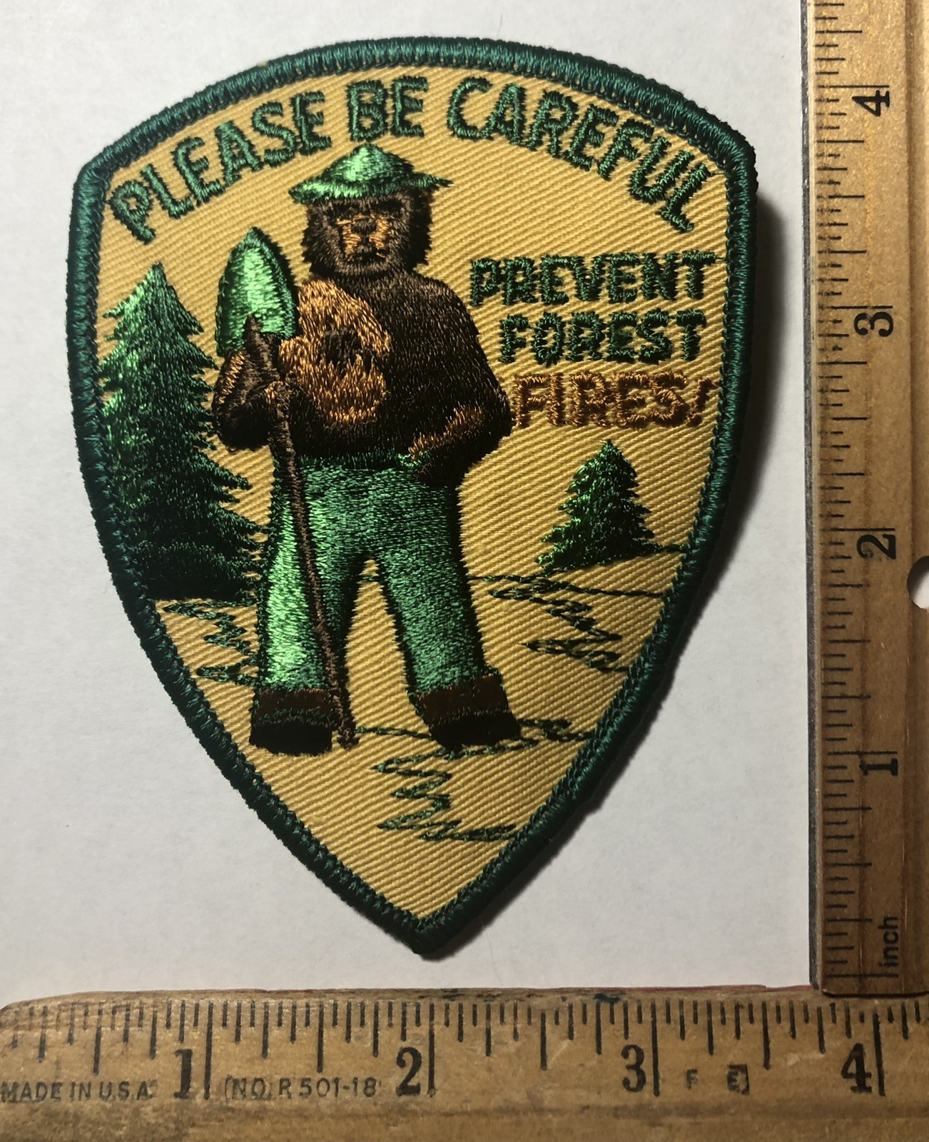 Vintage Smokey The Bear Patch Please Be Careful Prevent Forest Fires Park Ranger