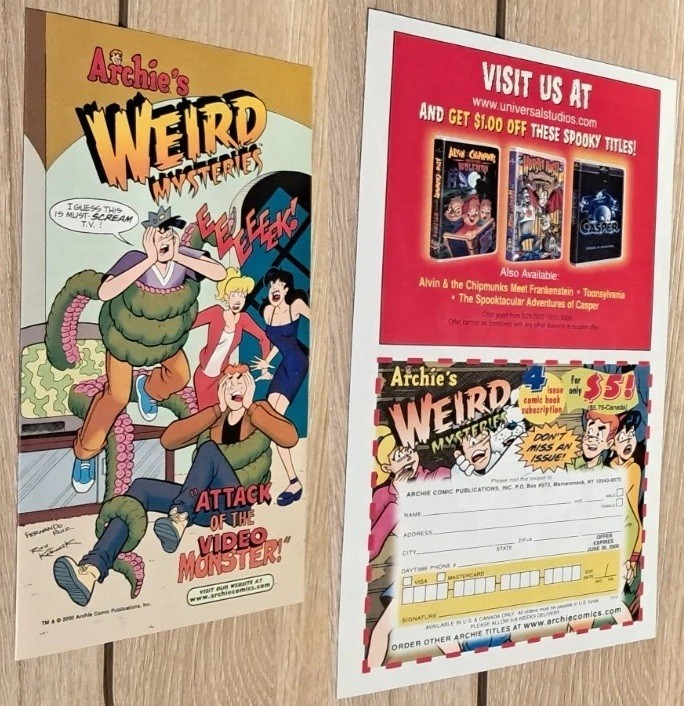 ARCHIES WEIRD MYSTERIES MINI COMIC GIVEAWAY PROMO PROMOTIONAL 2000 VIDEO MONSTER
