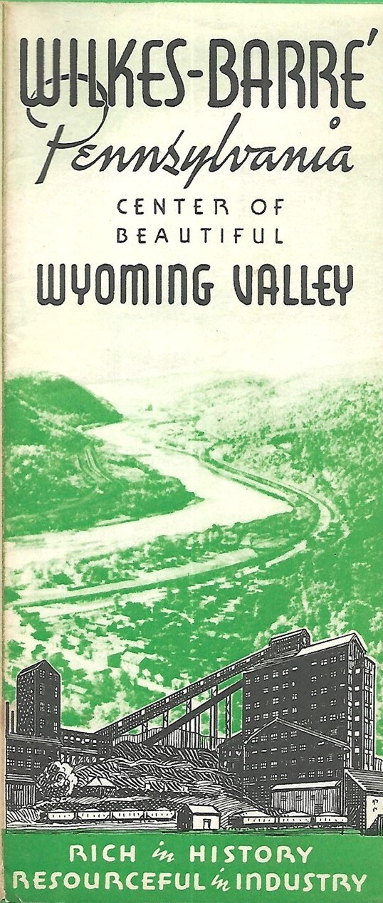 1940 Pictorial Map WILKES-BARRE Wyoming Valley Anthracite Coal Mine Pennsylvania