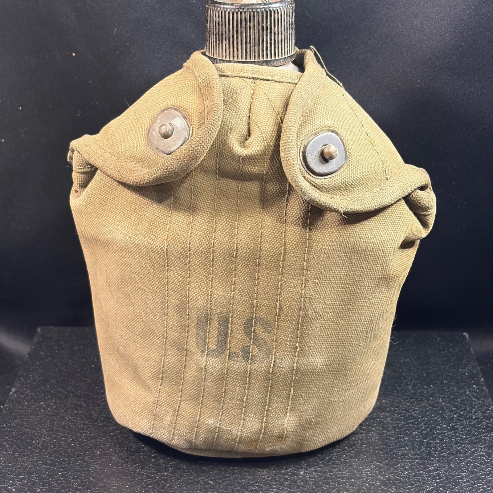 Vintage 1943 S.M. Co. US Military Aluminum Canteen with Canvas Cover WWII Era