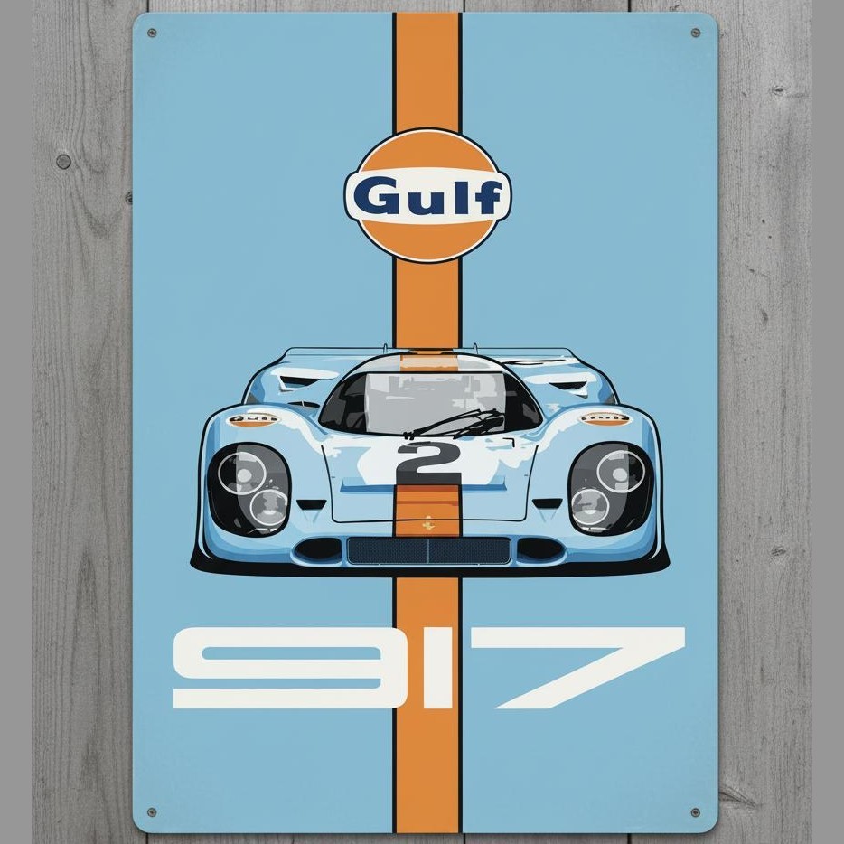 Gulf Racing Team 8 x 12 Novelty Metal Sign Shrink-Wrapped Made In USA