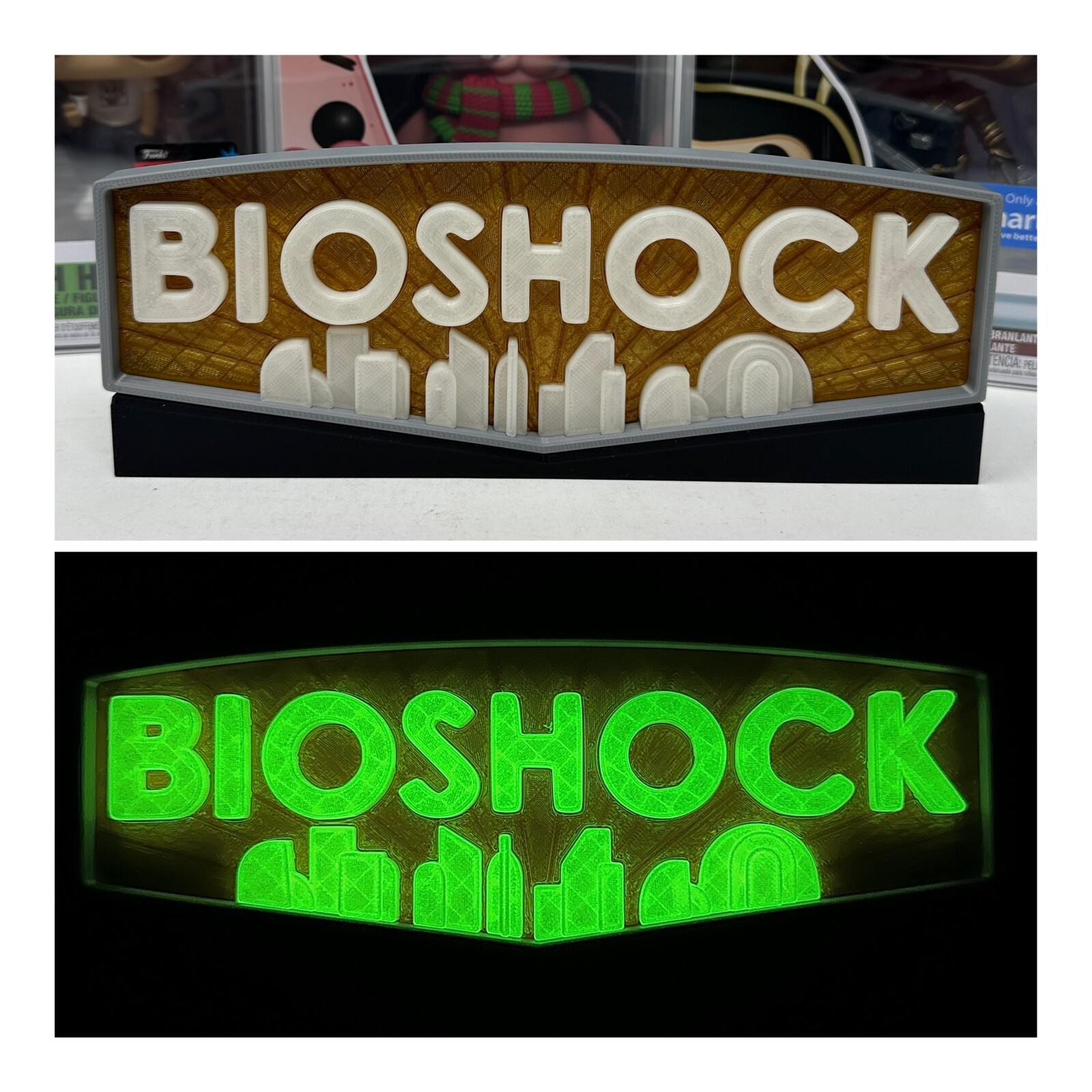 3D Printed BIOSHOCK GITD (V2)  - Fan Sign for your Funko Pops & Collectibles