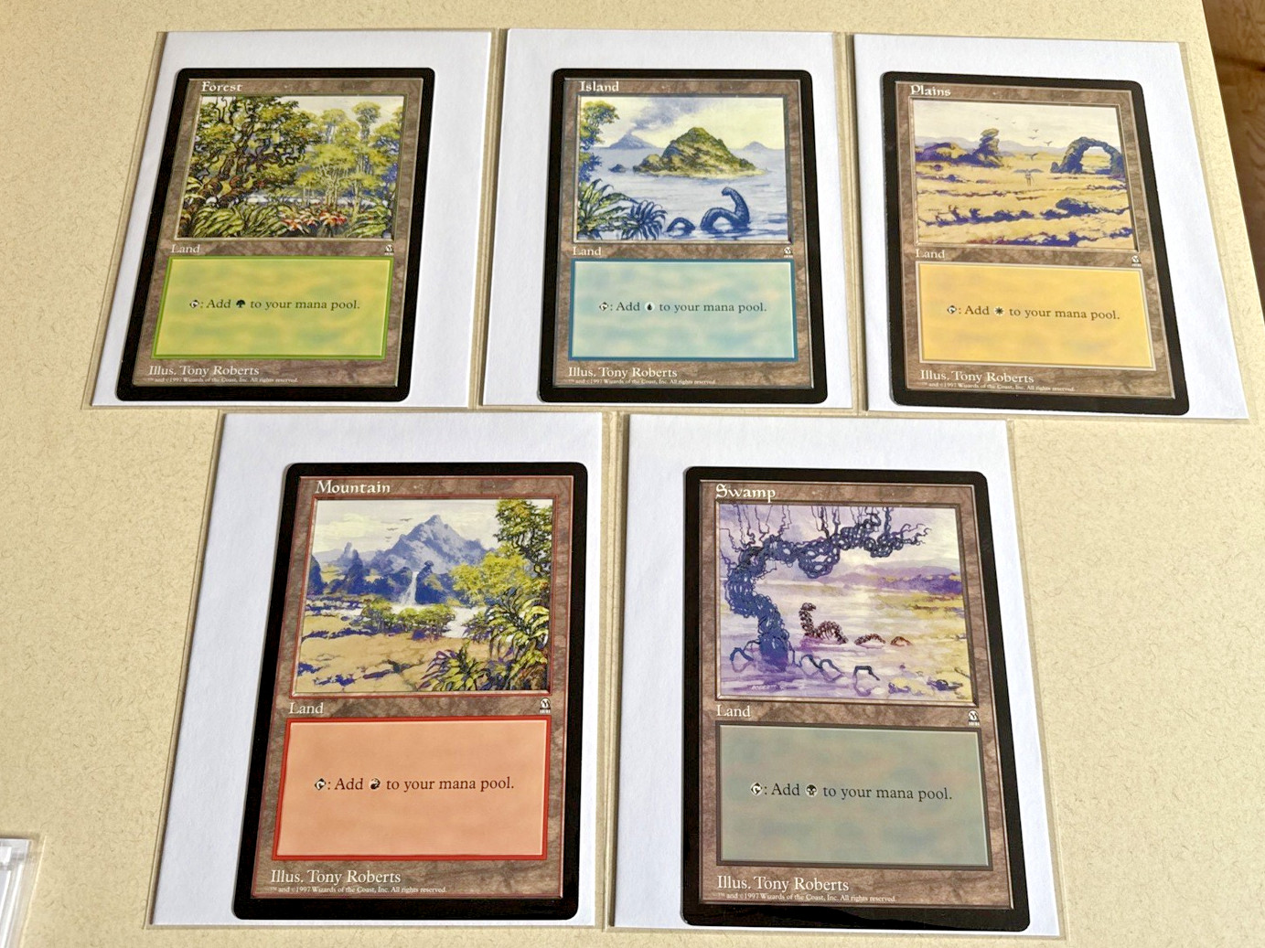 Magic The Gathering - Set of 5 Lands Jumbo Oversized - 6x9 Promo Card MTG 1997 