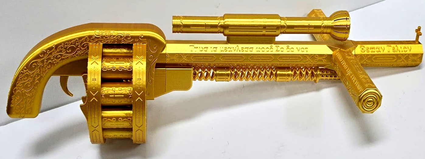 Replica Constantine Holy Gun 1:1 Scale Prop Fantasy & Cosplay 3D Printed Gold
