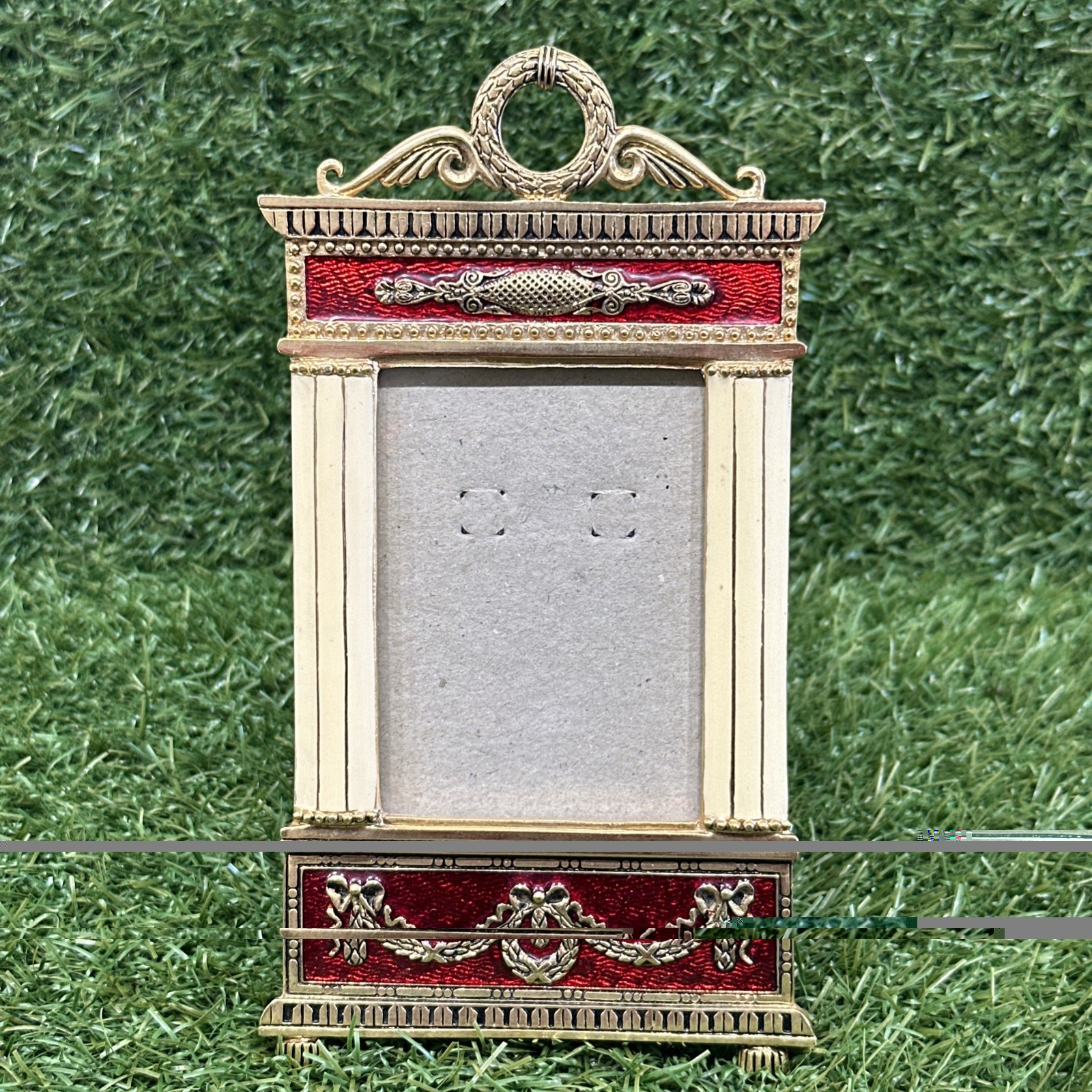 1989 AUTHENTIC TERRAGRAFICS GOLD GILT RED ENAMEL RUSSIAN INSPIRED PICTURE FRAME