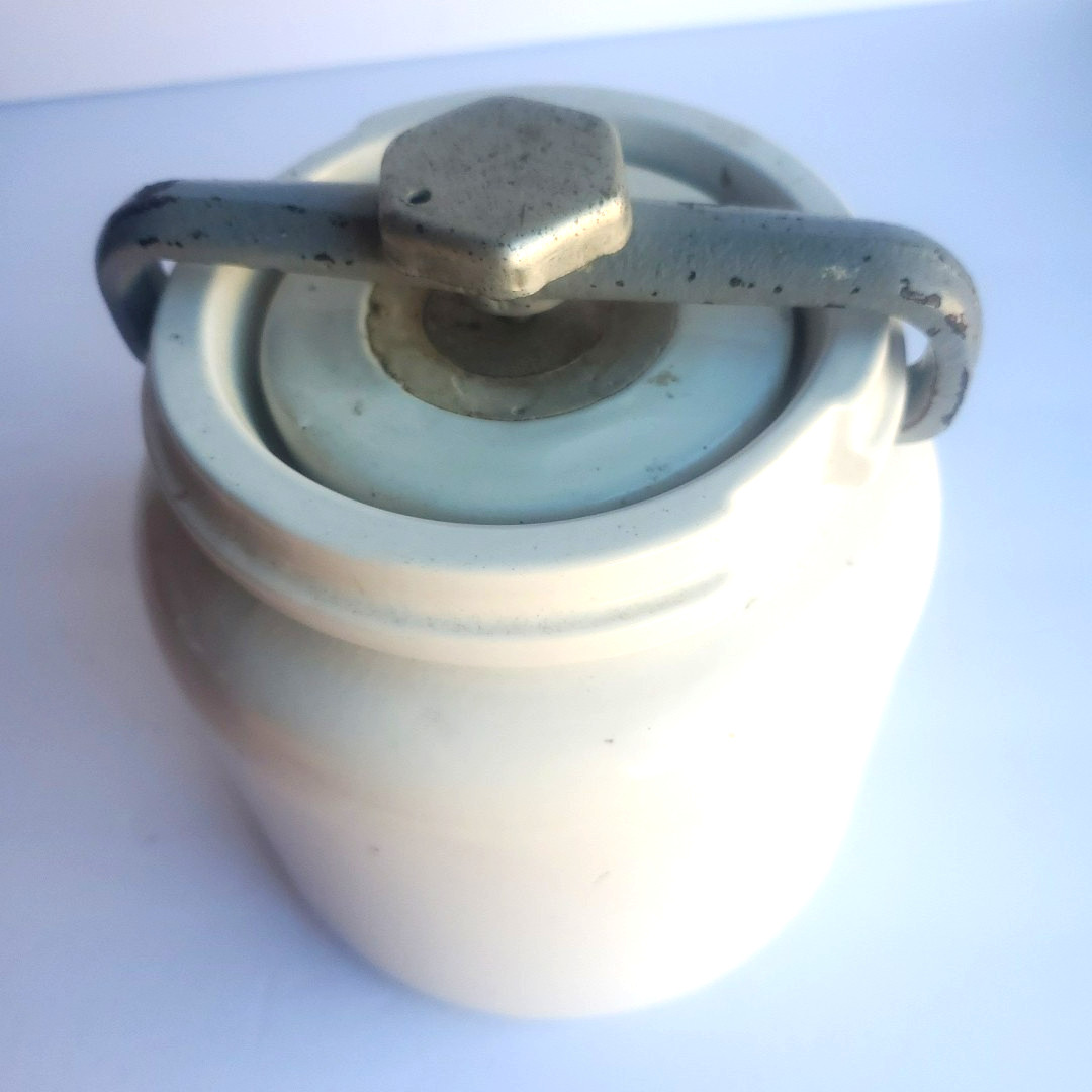 Vintage Norton Ceramic Turn Screw Small Stoneware Mill Grinding Jar BF 00 RARE