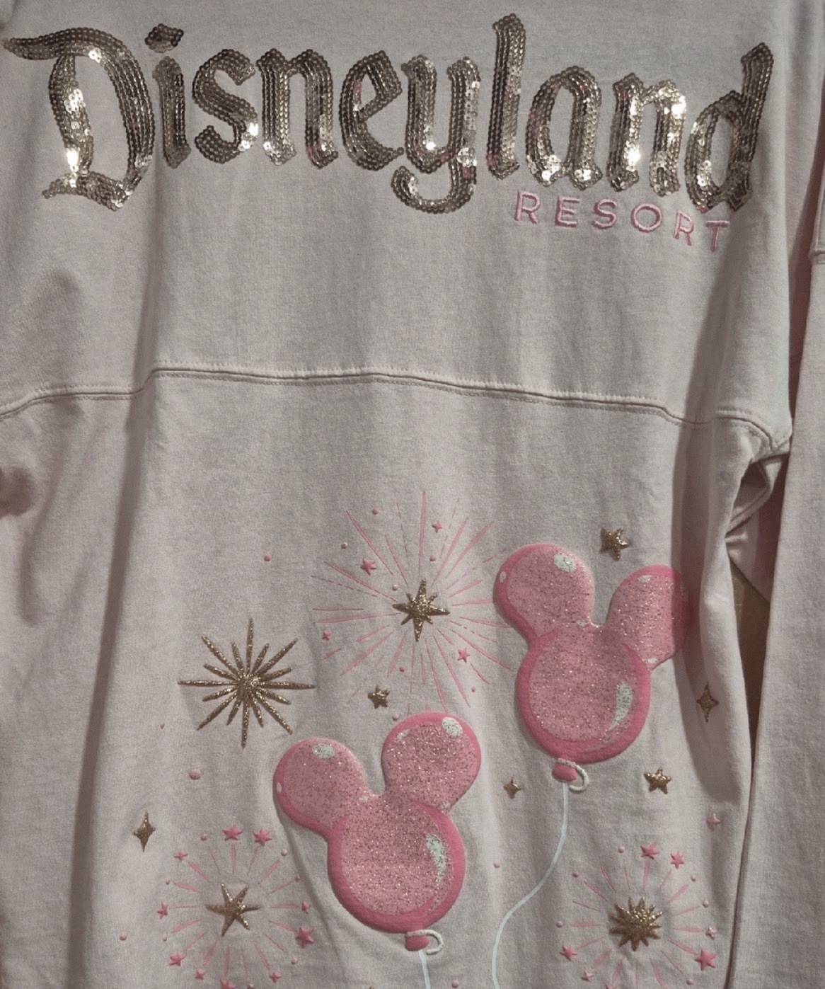NWT XXL Spirit Jersey Disneyland Pink Sequin Mickey Balloons