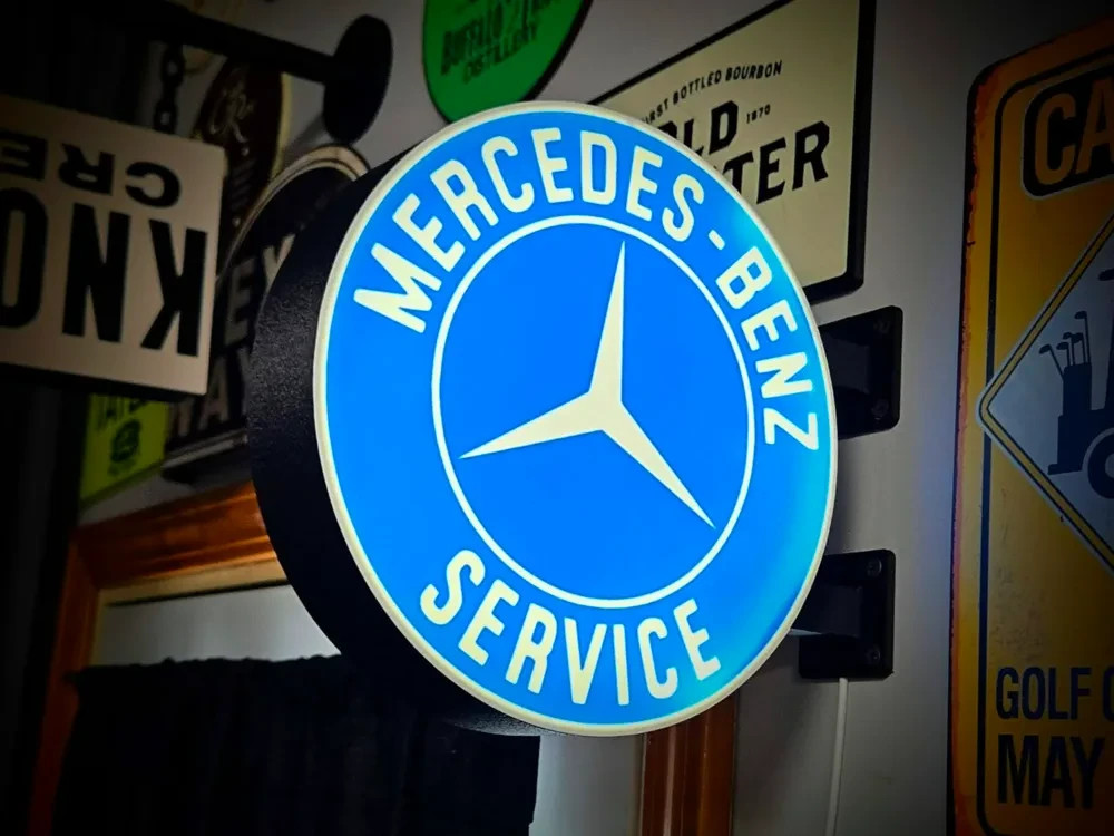 Mercedes-Benz Service LED Sign Double Sided 9 Inch 3D Printed Garage Man Cave
