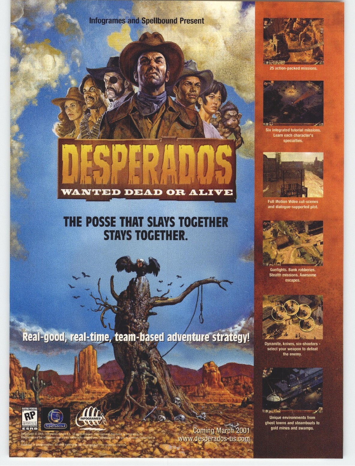 Desperados: Wanted Dead or Alive PC Video Game Art 2001 Vintage Print Ad Poster 