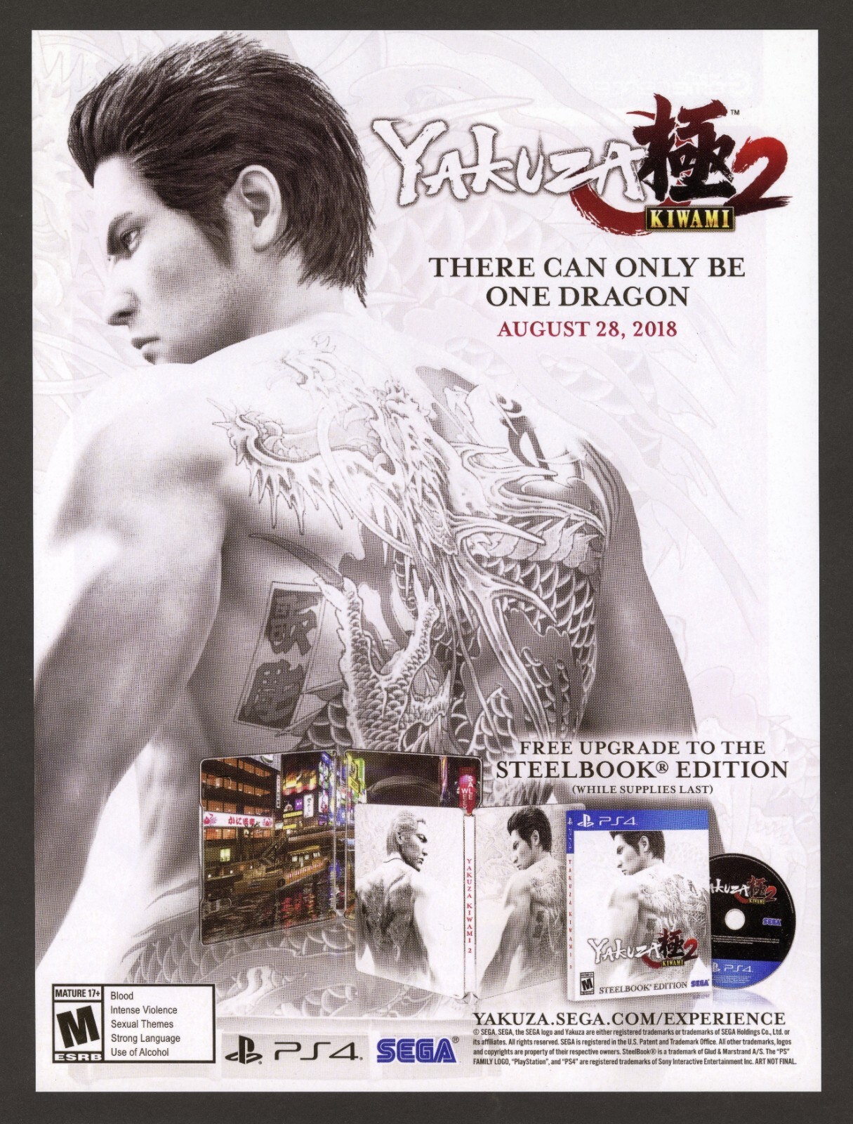 Yakuza Kiwami 2 Playstation 4 PS4 PC 2018 Game Promo Ad Art Print Poster Glossy