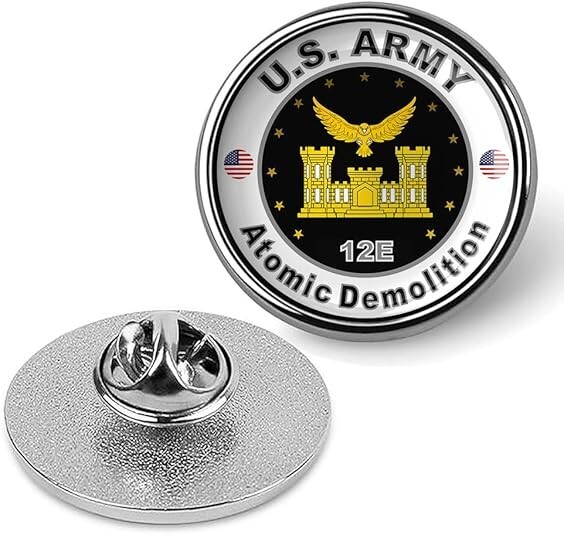 United States Army Atomic Demolition Tie Suit Shirt Lapel Pin - Silver