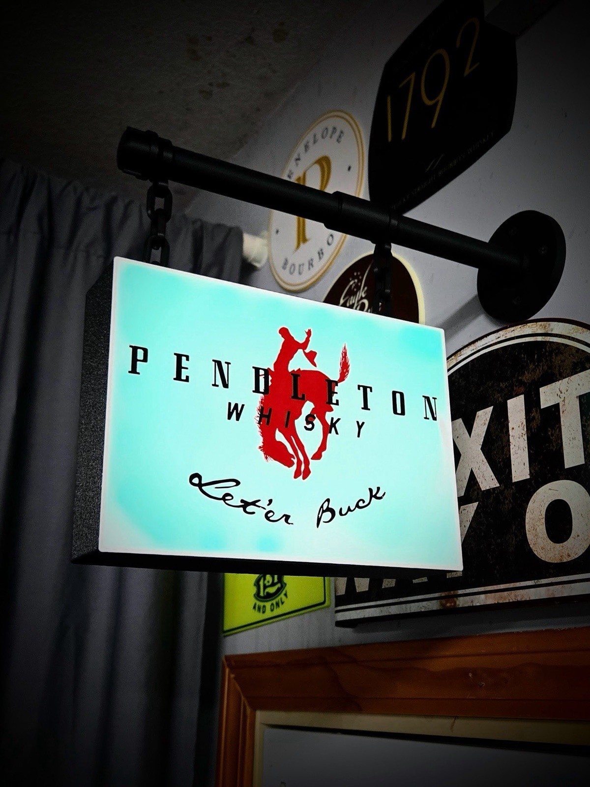 Pendleton Whisky Hanging LED Light Box Sign USB Powered Bar Decor