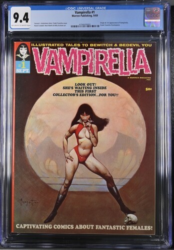 Vampirella #1 CGC 9.4 1969 Frank Frazetta OW/W pages