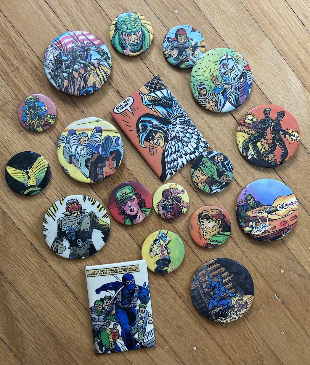 Vtg 1987 Comic Images GI Joe ARAH Snakeyes Button Pin Hasbro 3”X2” Lapel Pin LOT