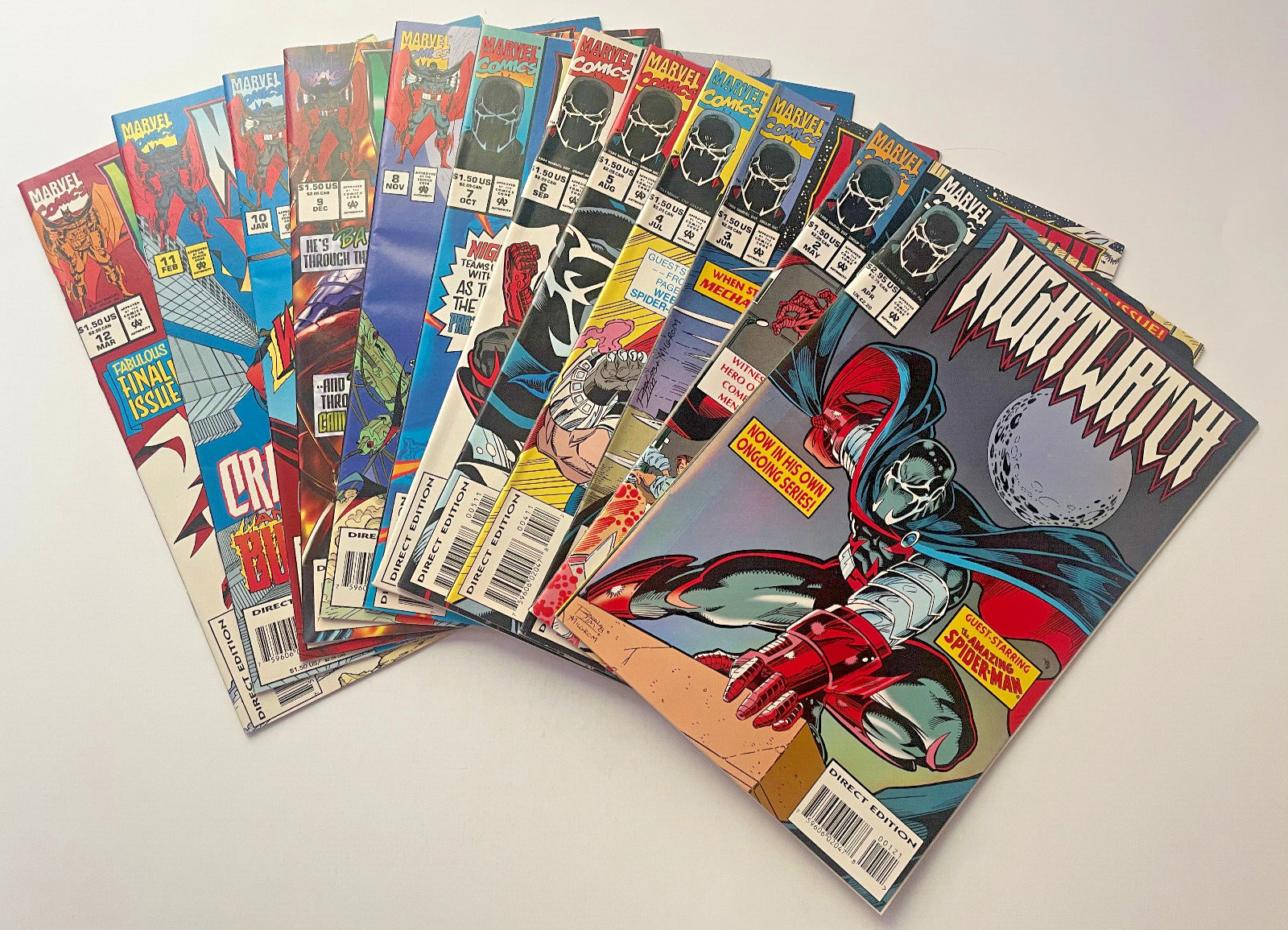 Nightwatch #1-12 Complete Marvel Comic Book Set 1994 Ron Lim Spider-Man Venom