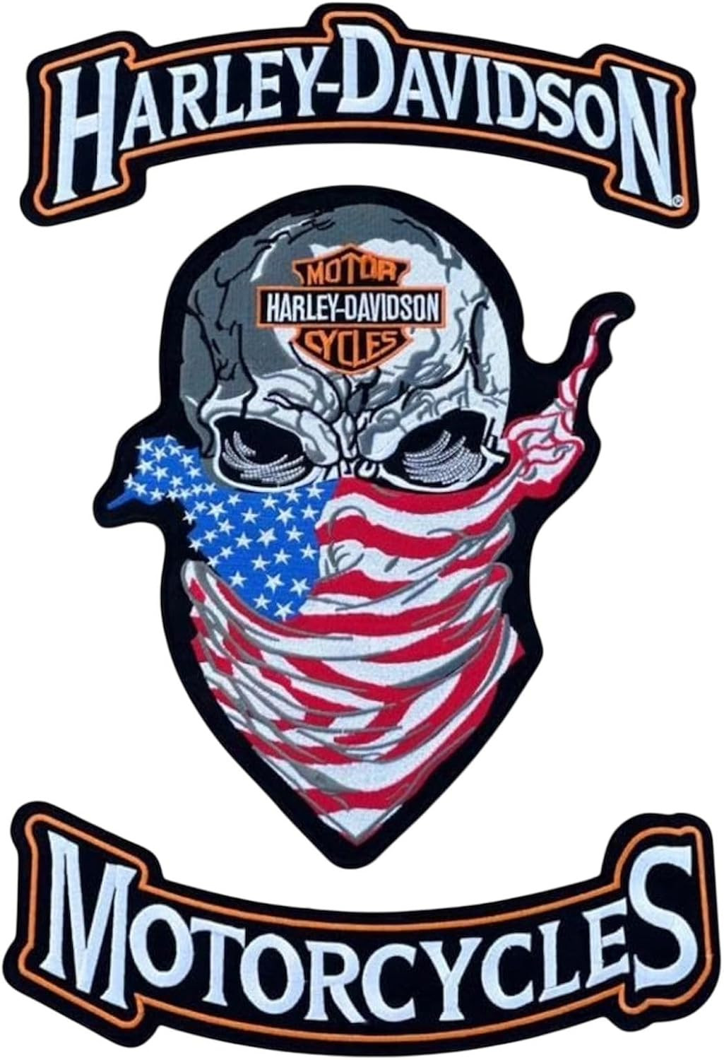 3 Pcs Set Large Size Harley Iron on Embroidery Patch for Leather Jackets & Vest