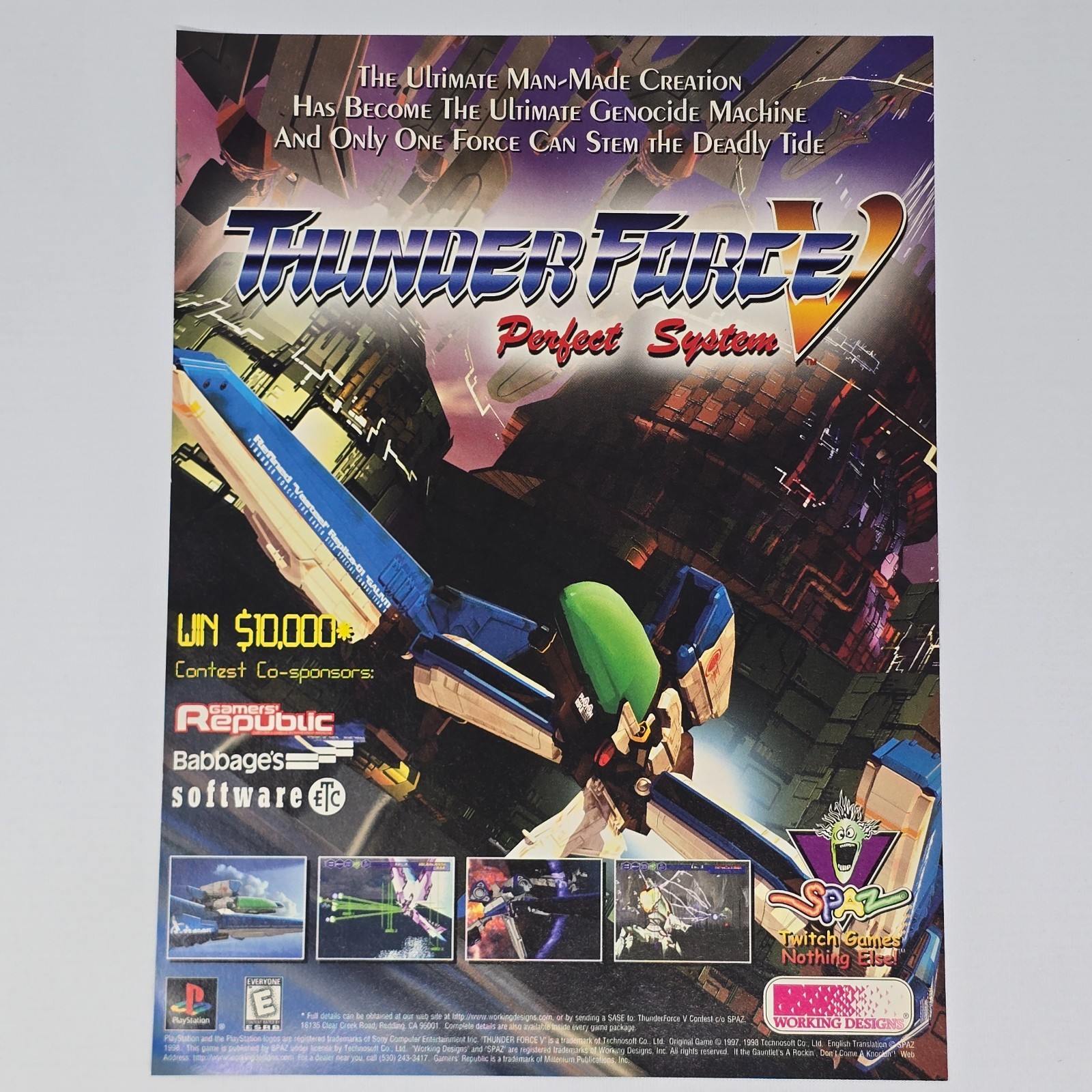 thunder Force Project System PlayStation PS1 Deadly Tide Print Ad/Poster