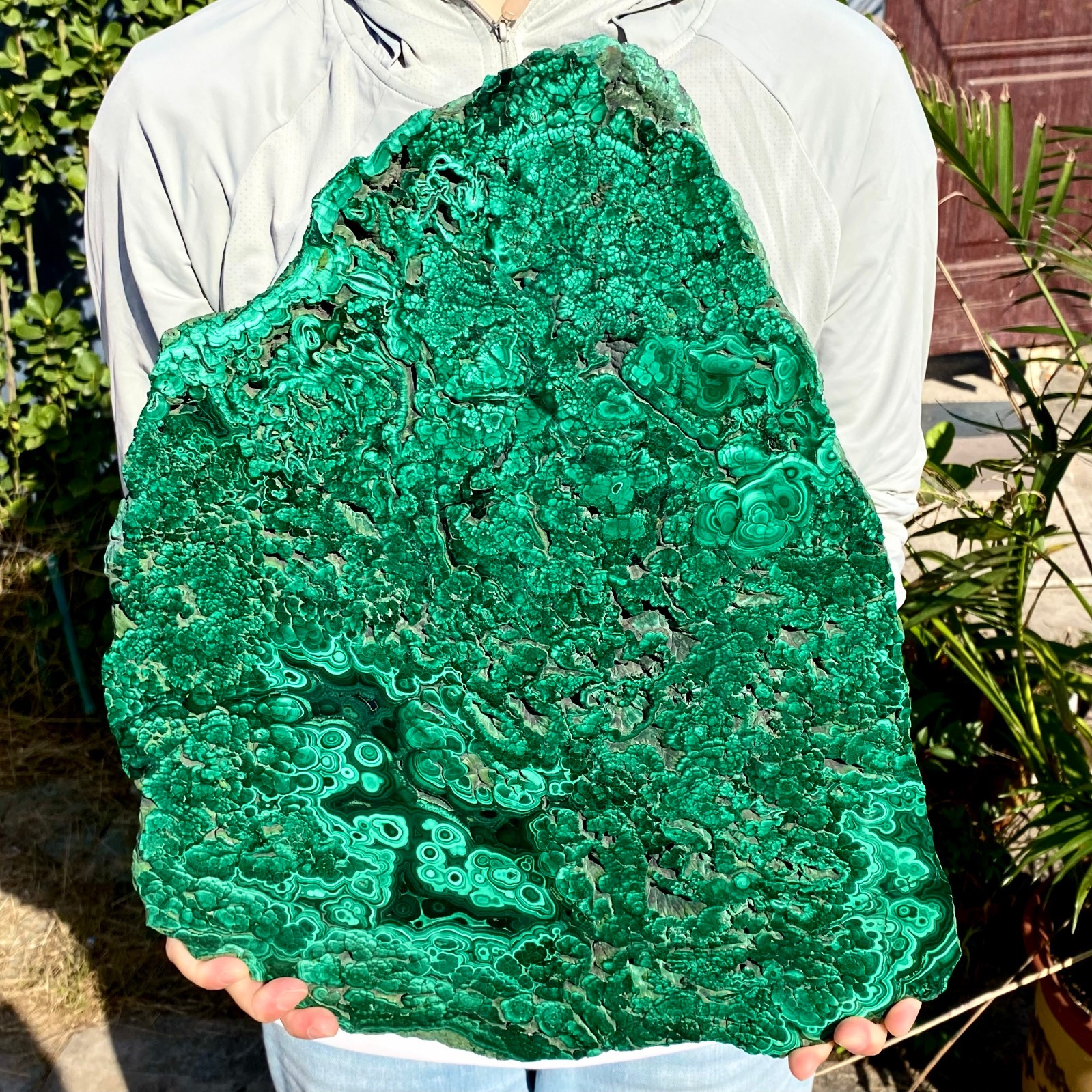 19.15LB Large Natural Green Malachite Crystal Flaky Pattern Ore Specimen Quartz