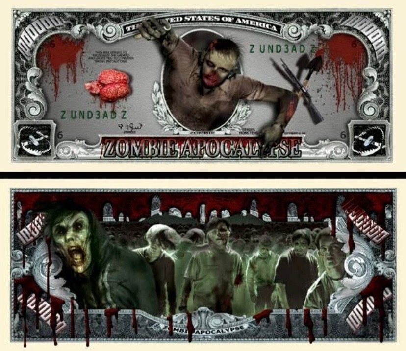 40 Pack Zombie Apocalypse Money Collectible Novelty 1 Million Dollar Bills