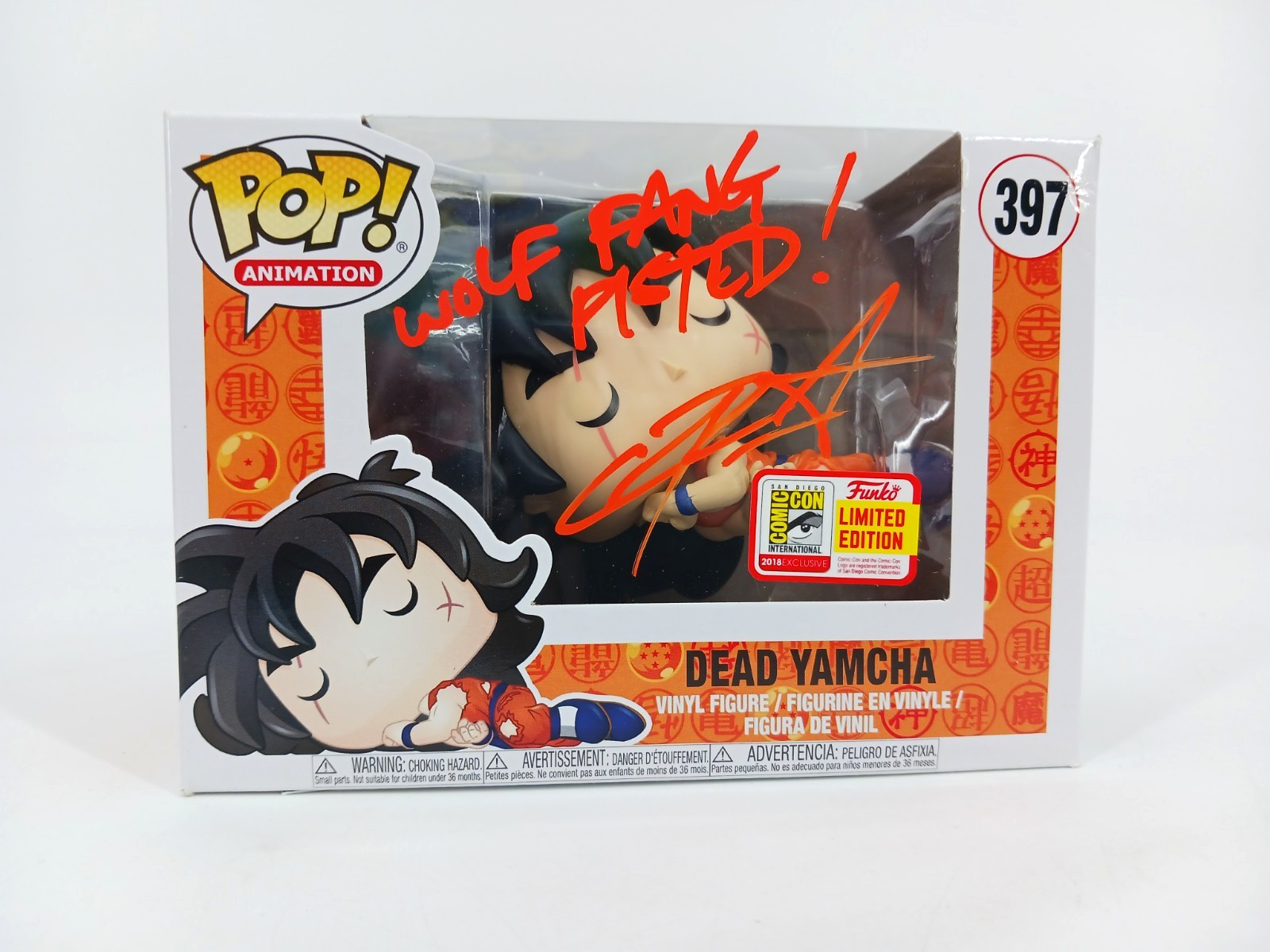 Funko Dead Yamcha #397 Pop DBZ 2018 Comic Con LE Signed Chris Sabat w COA Read