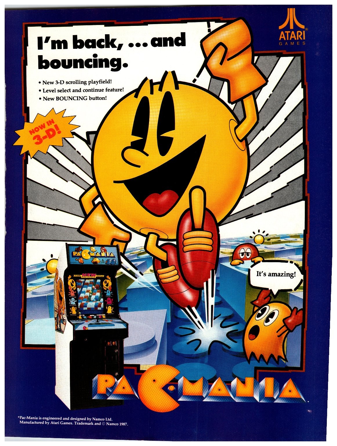 Atari Pac-Mania Arcade Video Game Magazine Ad 1987 