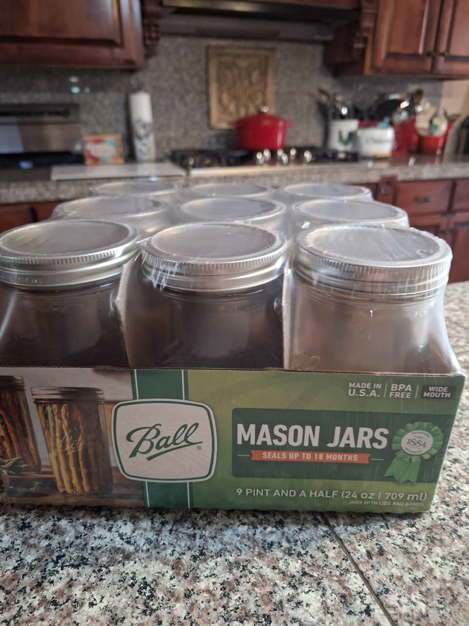 NEW Discontinued Ball Mason Canning Jars 24 oz Pint And A Half Sealed Case Of 9