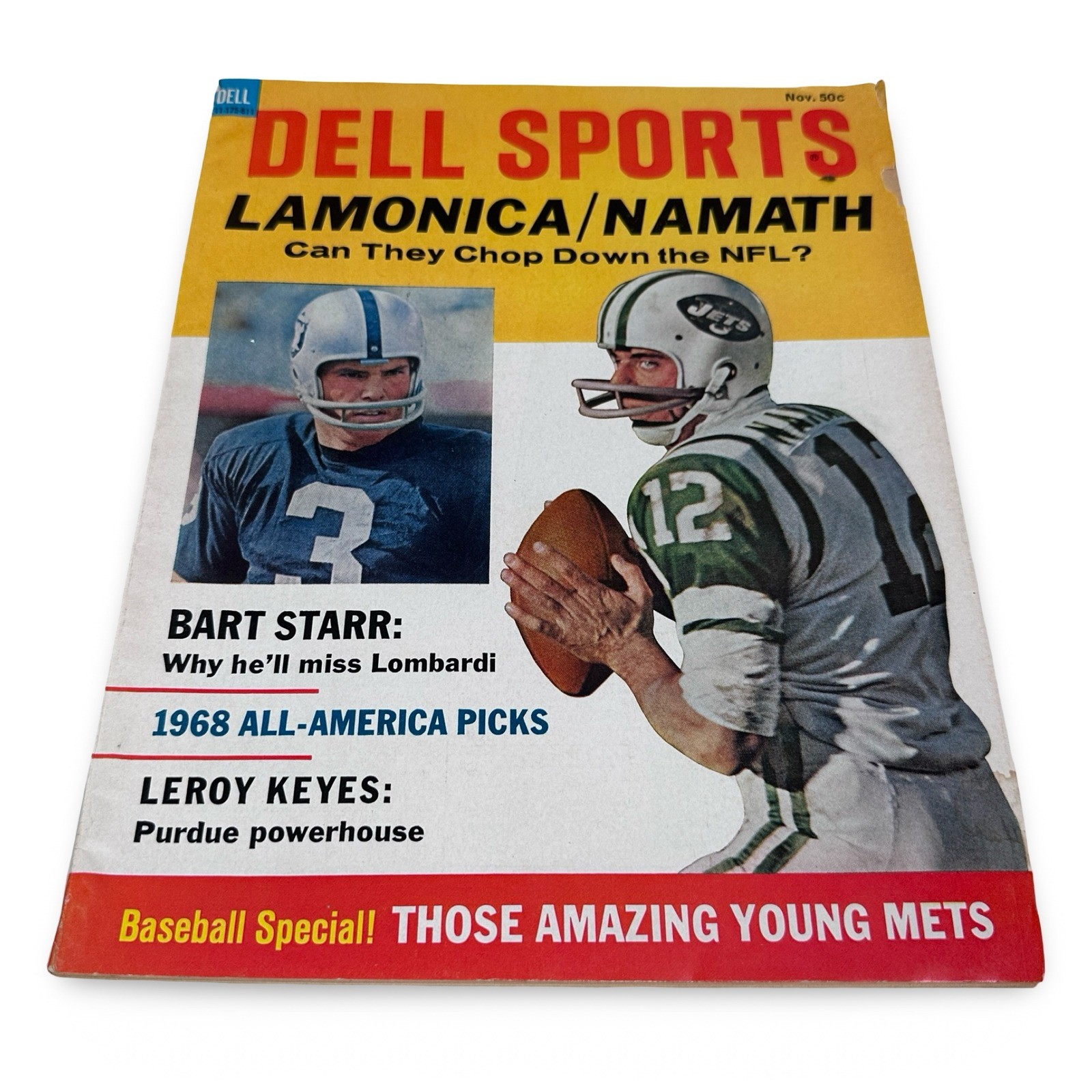Vintage Dell Sports Magazine November 1968 Joe Namath Daryle Lamonica Mets NFL