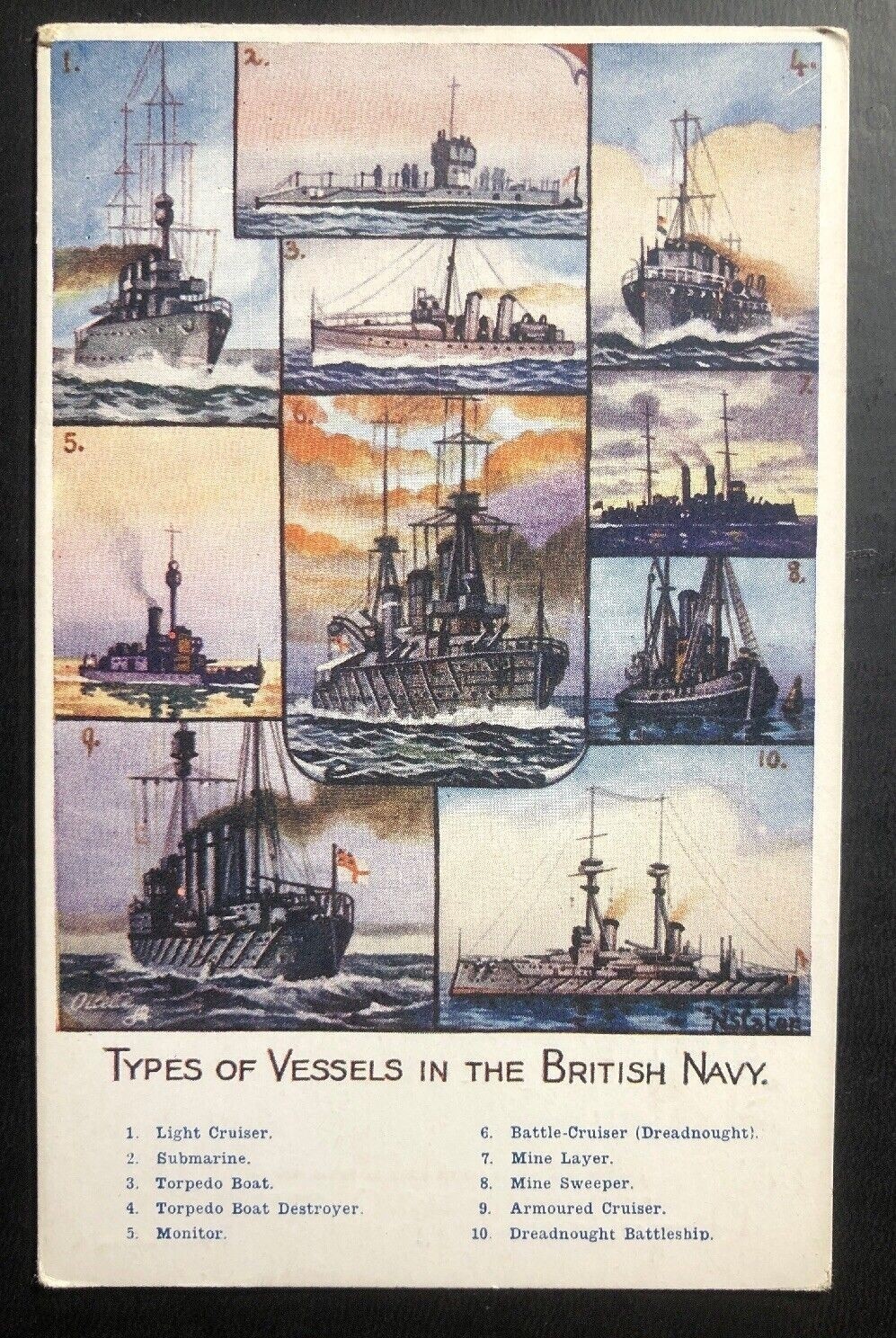 Mint England Tuck\'s Picture Postcard Types Of Vessels In British Navy