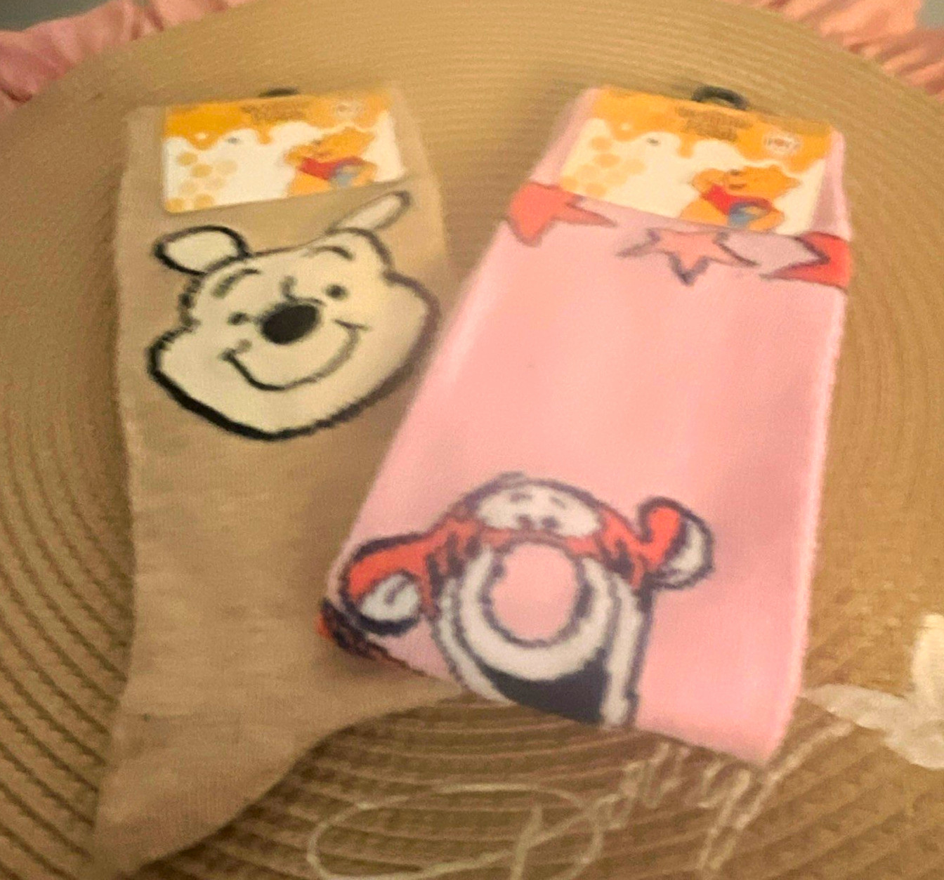 Disney Winnie the Pooh & Tigger Adult Socks Set, 2 Pairs, Beige/Pink