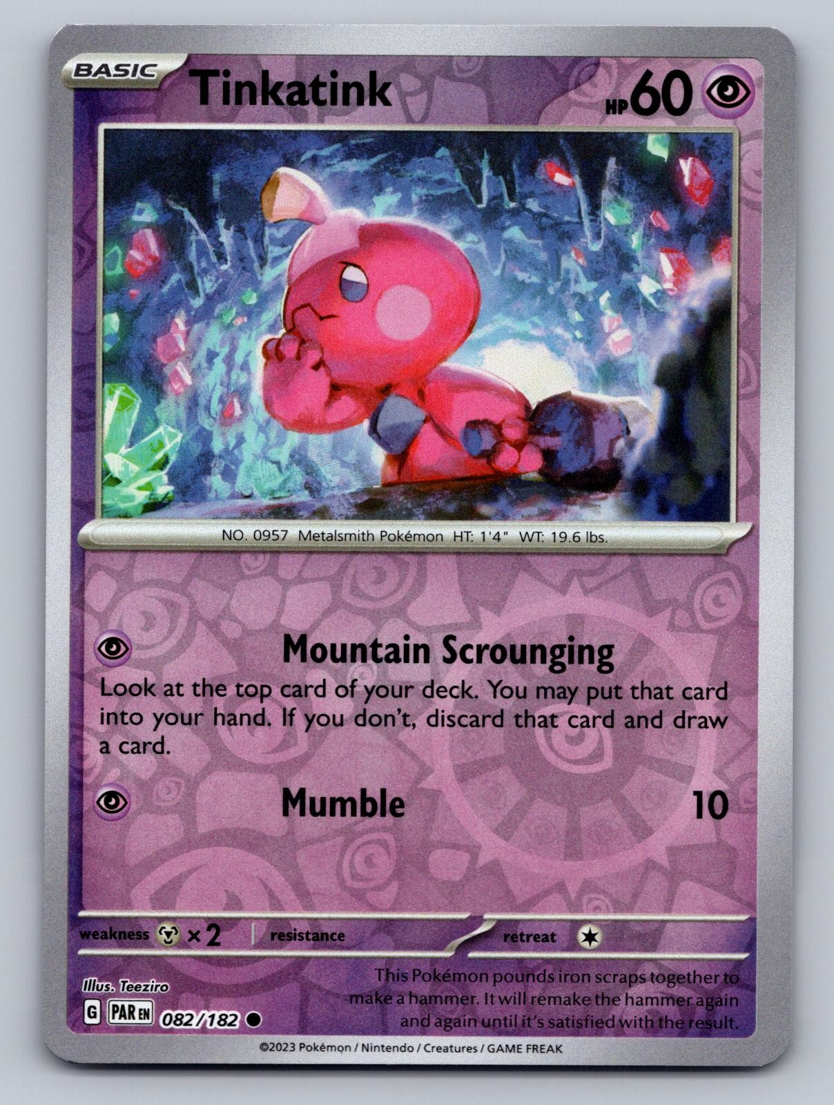 Tinkatink 082/182 Common Paradox Rift Pokemon Reverse Holo Near Mint