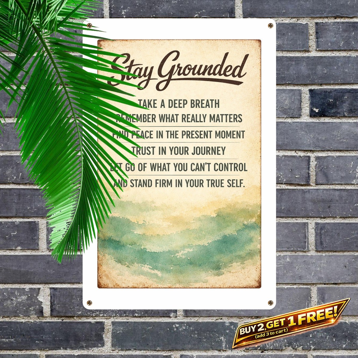 God Grant Me Serenity Watercolor Prayer Tin Sign 8x12 Religious Art
