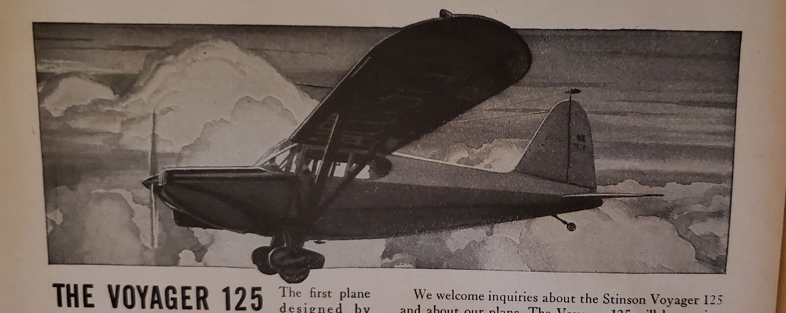 1945 STINSON VOYAGER 125 Advertisement 1B25-2