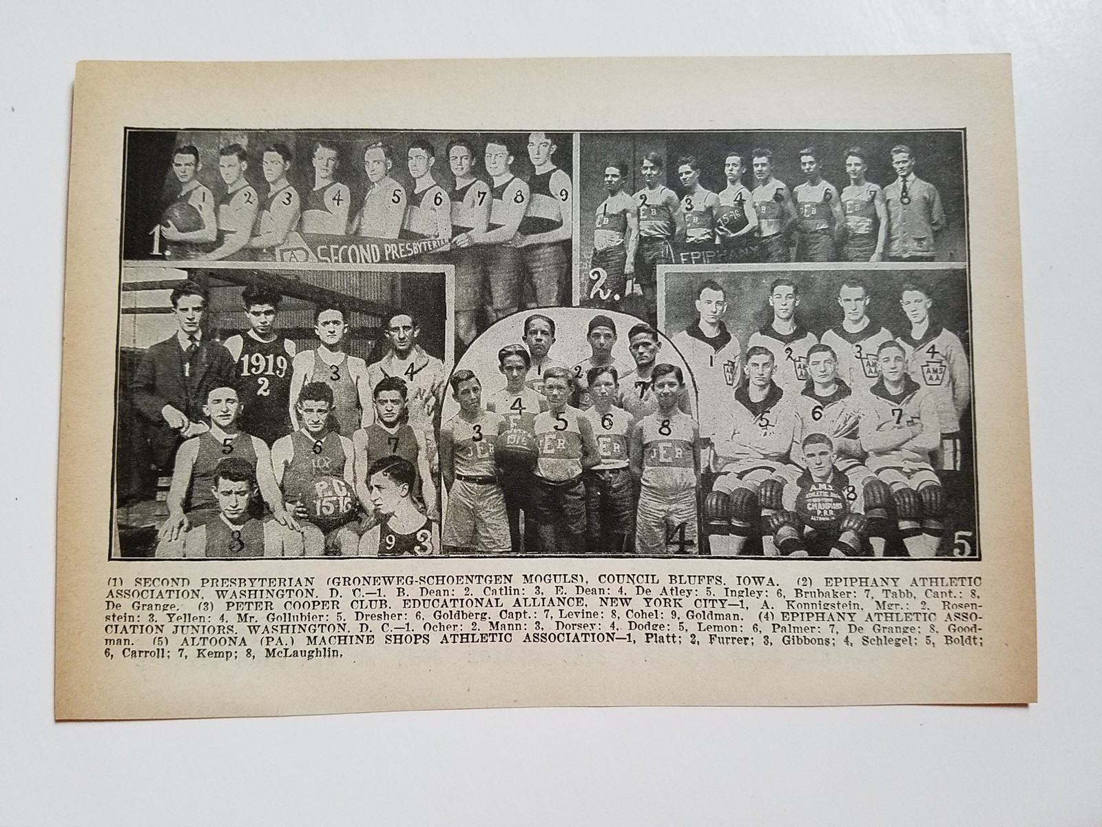 Bluffs Iowa Altoona Machine Shops Peter Cooper Club 1916-17 Basketball Team Pic
