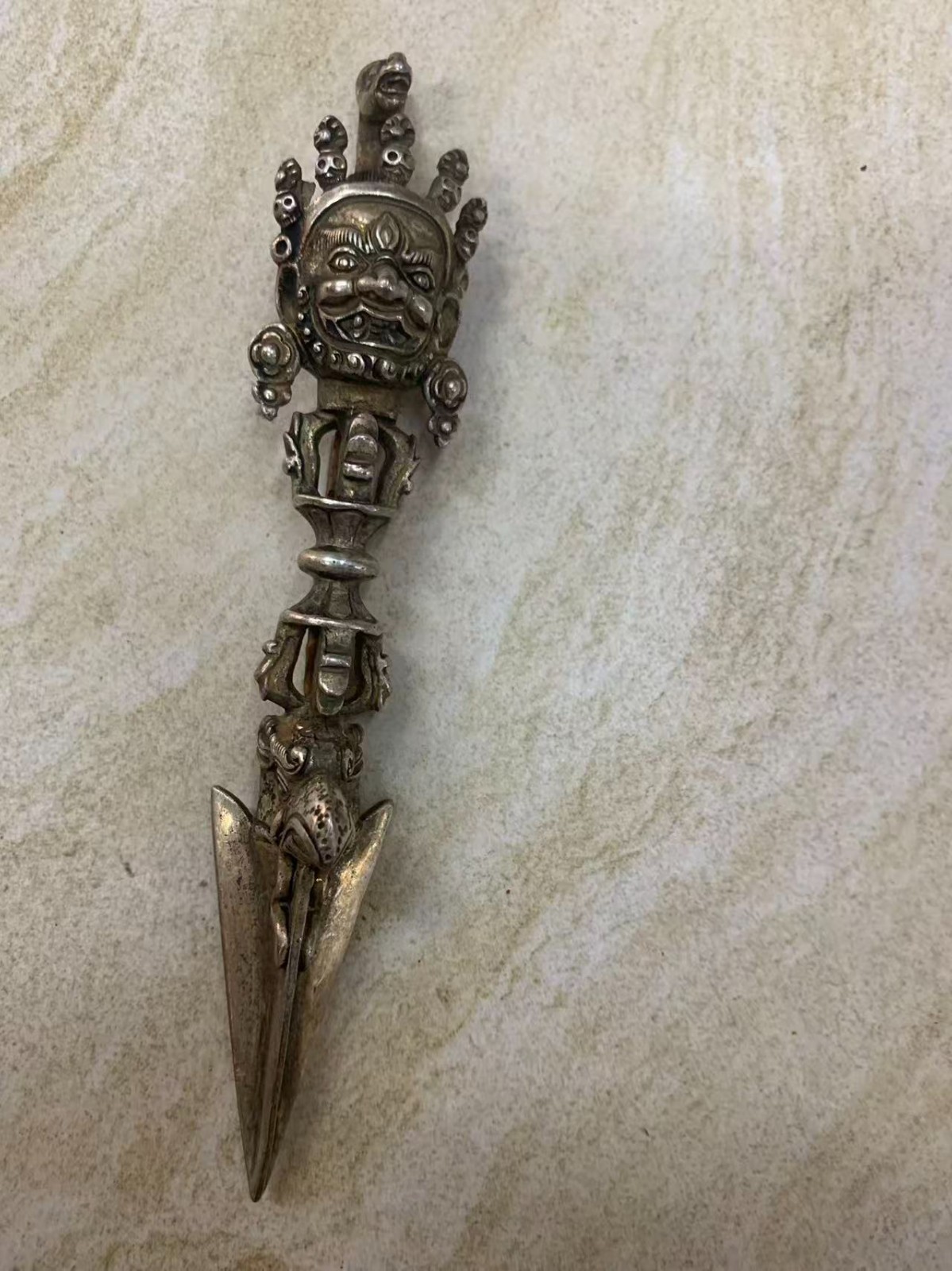 Large Wonderful Tibetan Buddhism Silver Hand Made *Ritual Implement*