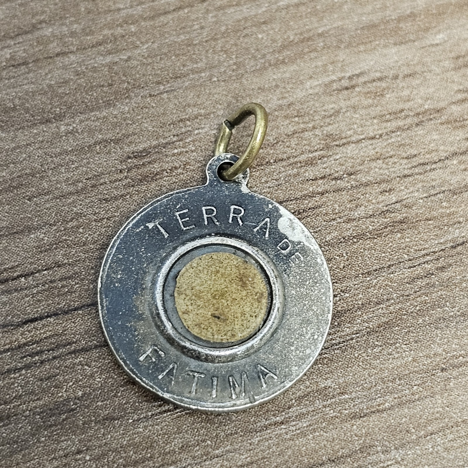 Our Lady of Fatima Pendant Soil Terra Relic Vintage Round Charm Catholic Medal