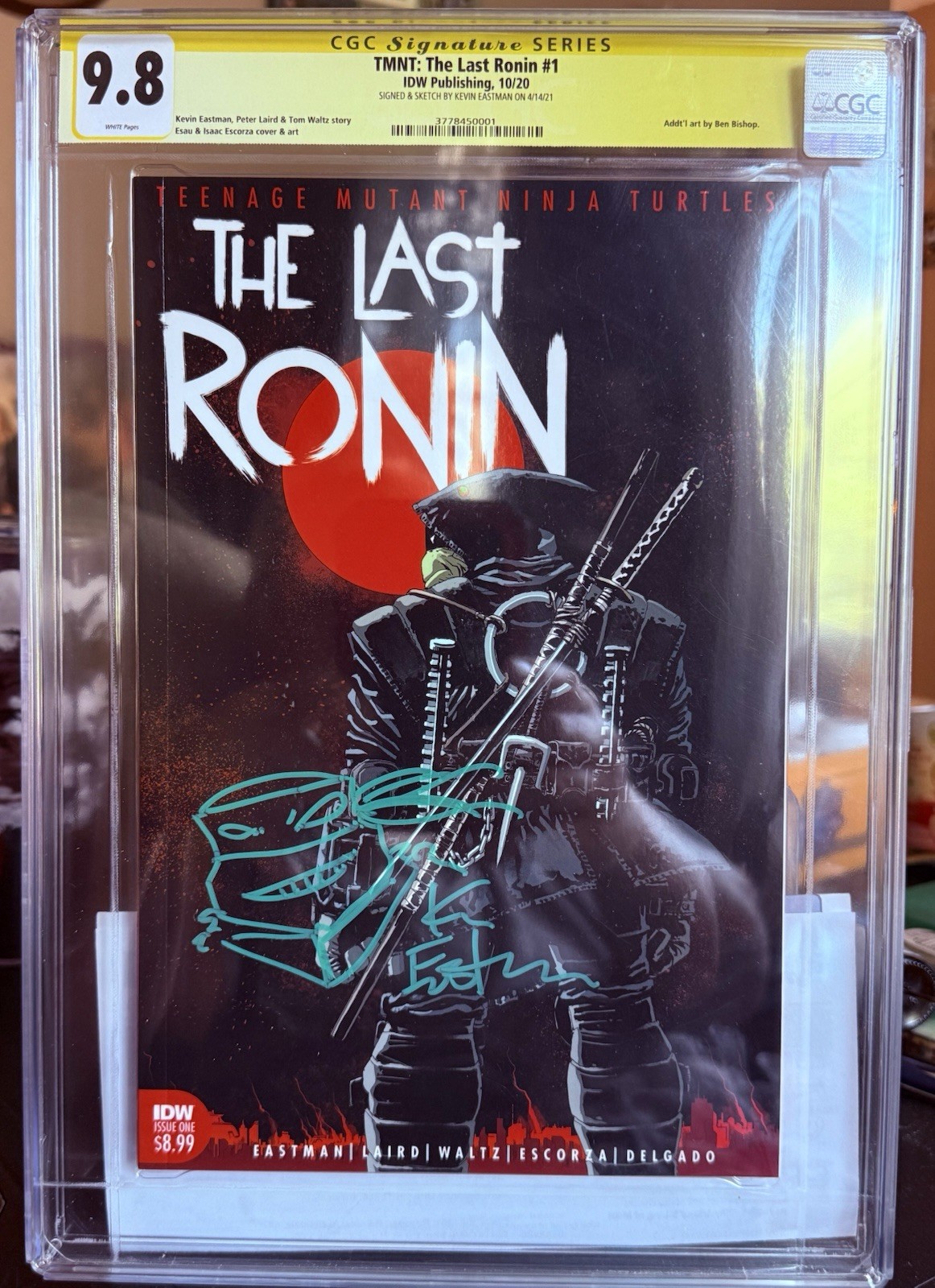 TMNT: THE LAST RONIN #1, CGC 9.8, SS, SIGNED & SKETCHED By: KEVIN EASTMAN, IDW