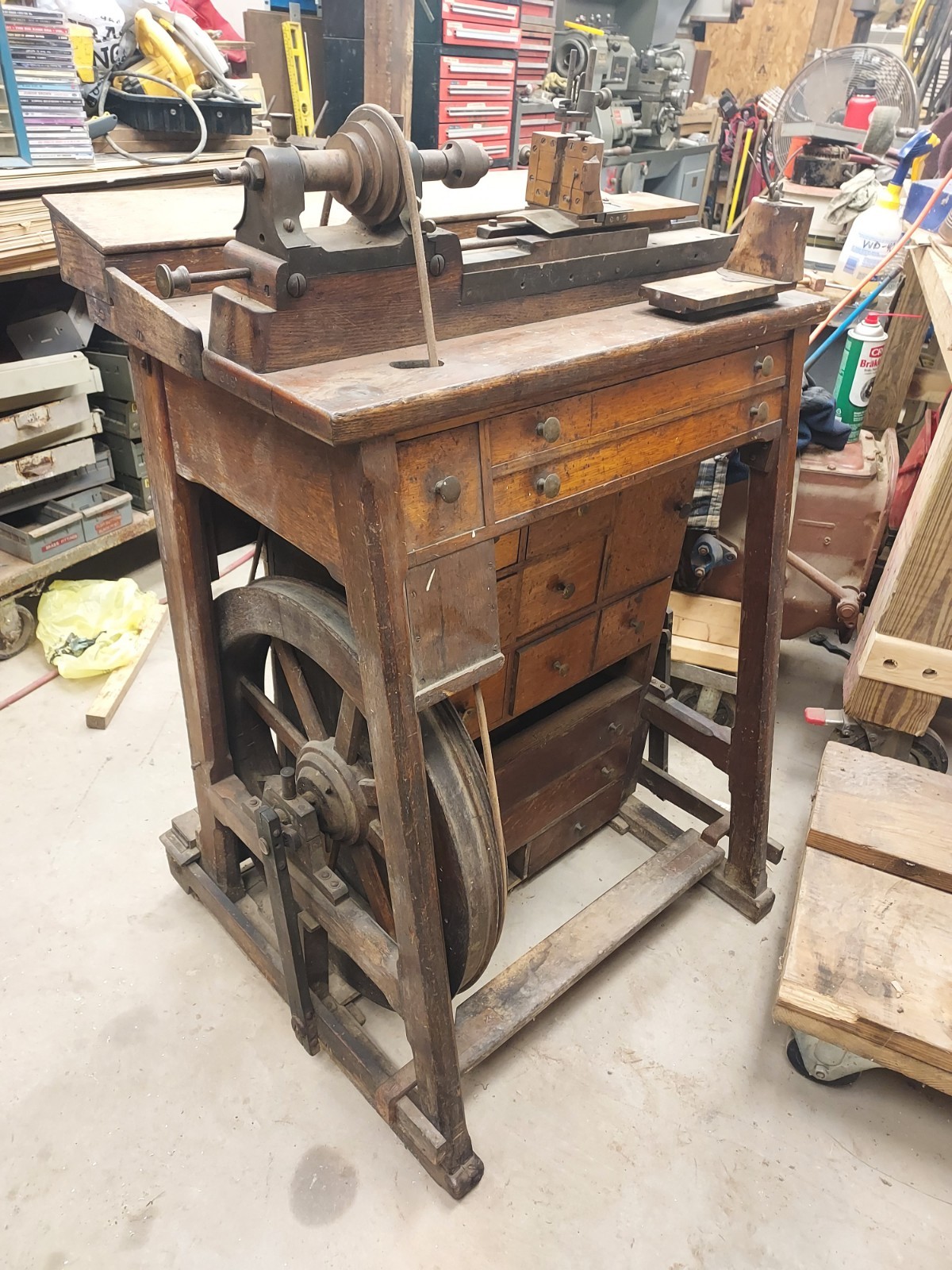 RARE Antique 1800s Sauter Co Treadle Lathe Baltimore Treadle works Rare Find