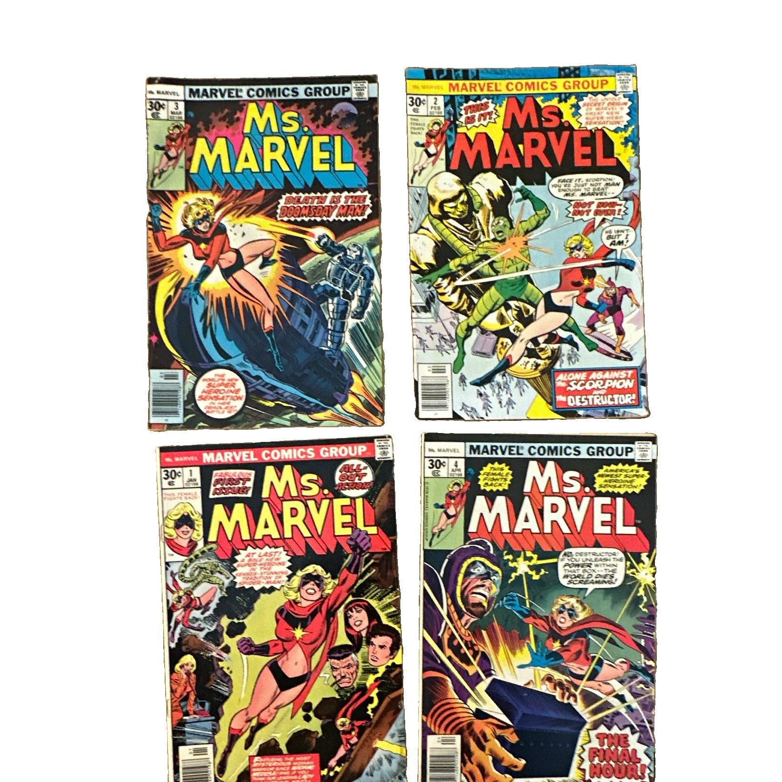 Marvel Comics Group Ms. Marvel #1-4 (1977) Comic Book Lot Bronze Age Color