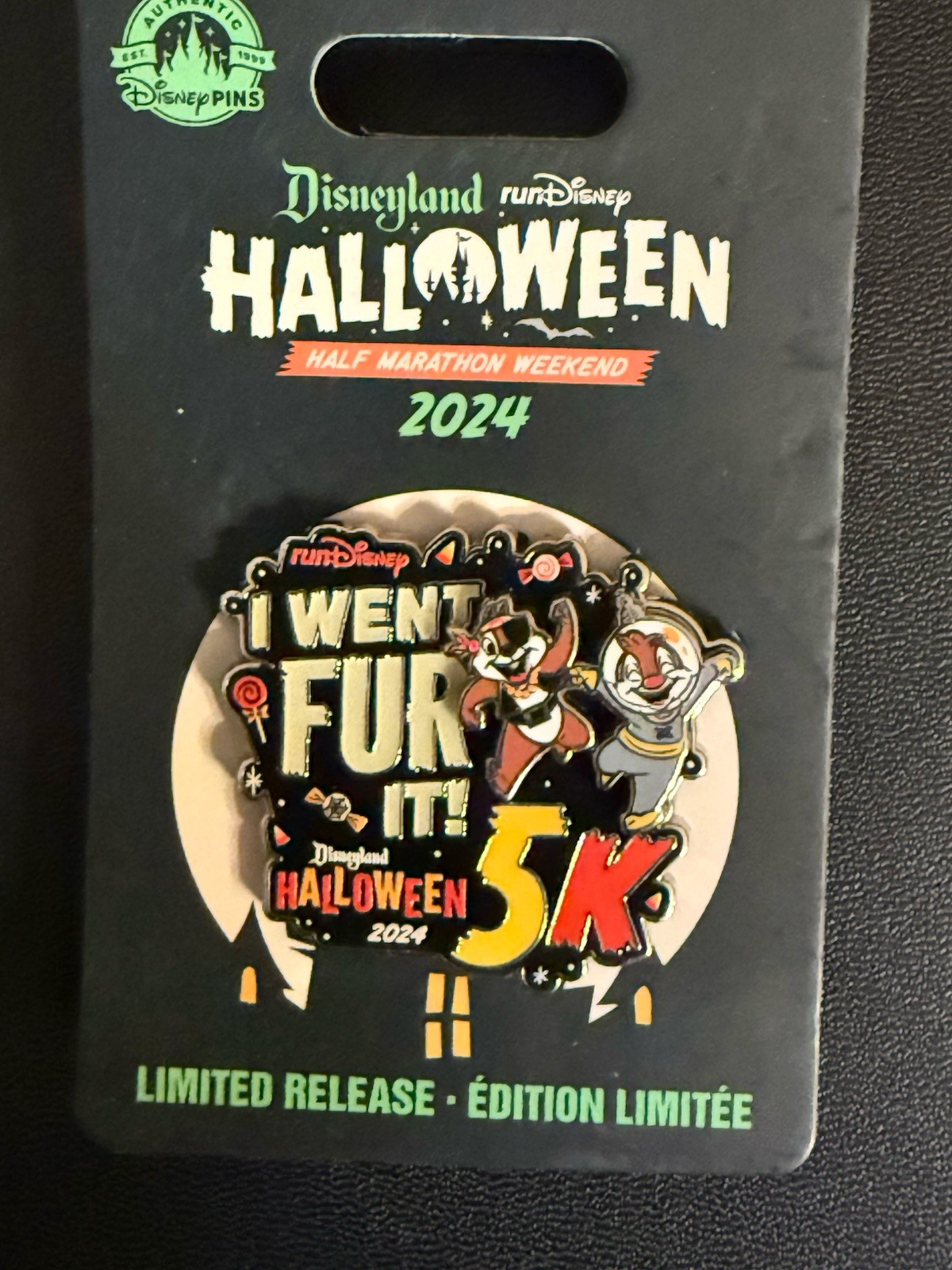 Disneyland 2024 Run Disney Halloween Half Marathon Pin Chip and Dale