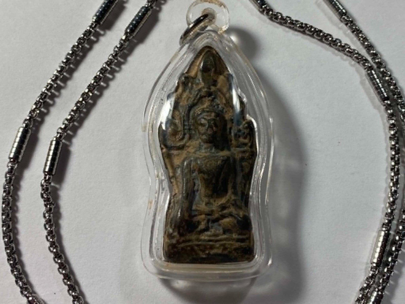 Very Old Thai Buddha Amulet in Sealed Acrylic Case with 24\