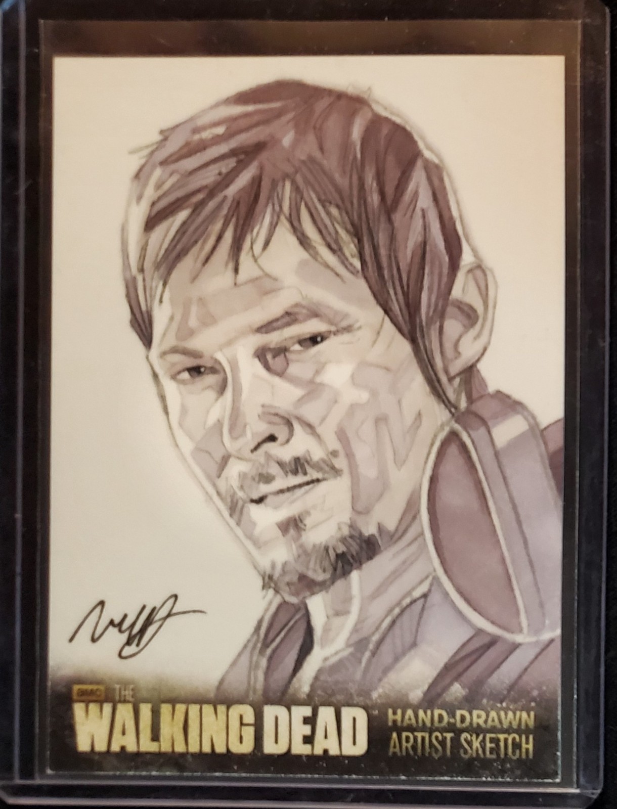 2013 WALKING DEAD S3  SKETCH of DARYL DIXON by ROBERT HENDRICKSON CRYPTOZOIC 1/1