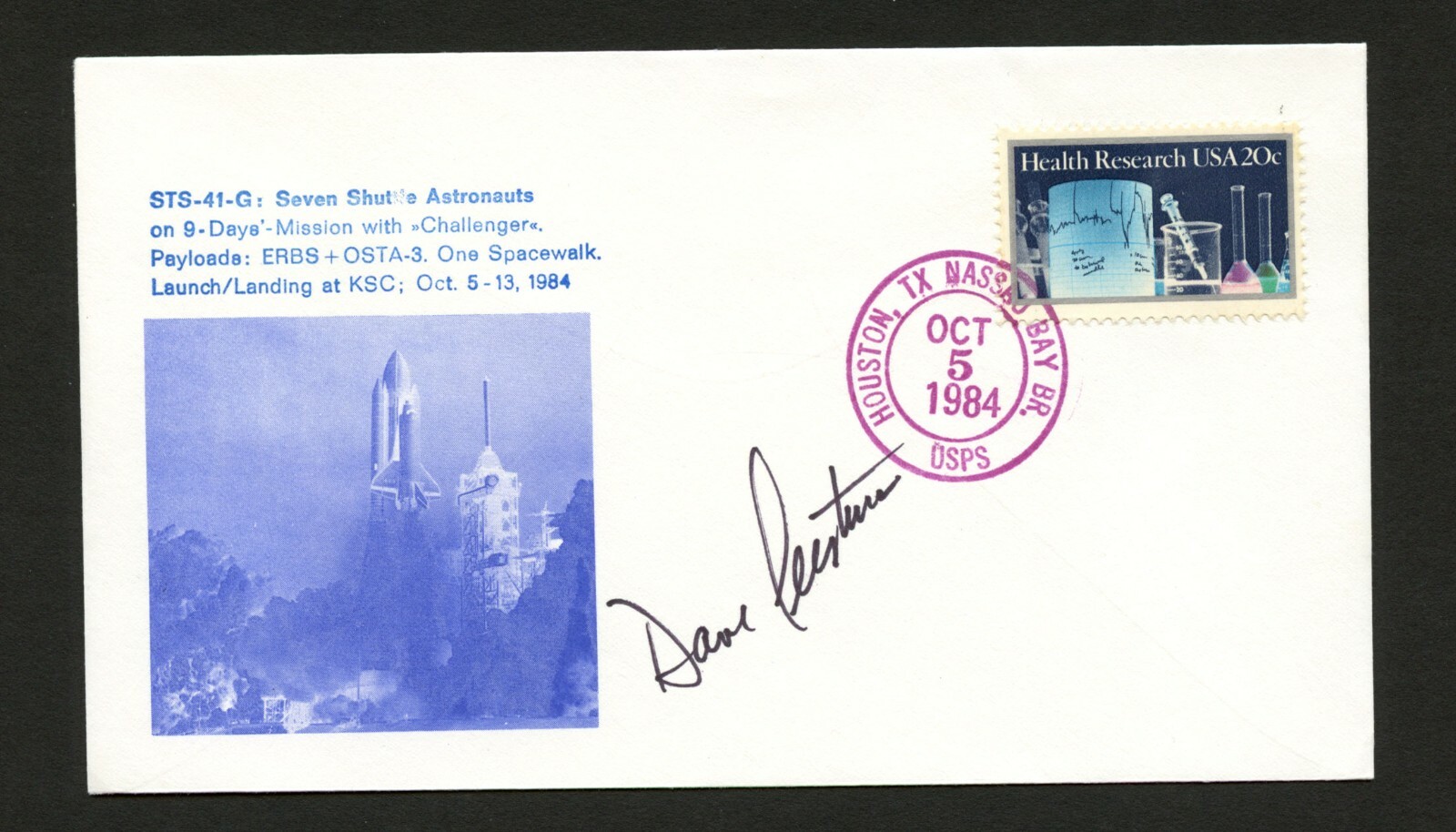 David Leestma signed autograph auto postal cover Astronaut capital US NAVY PC182