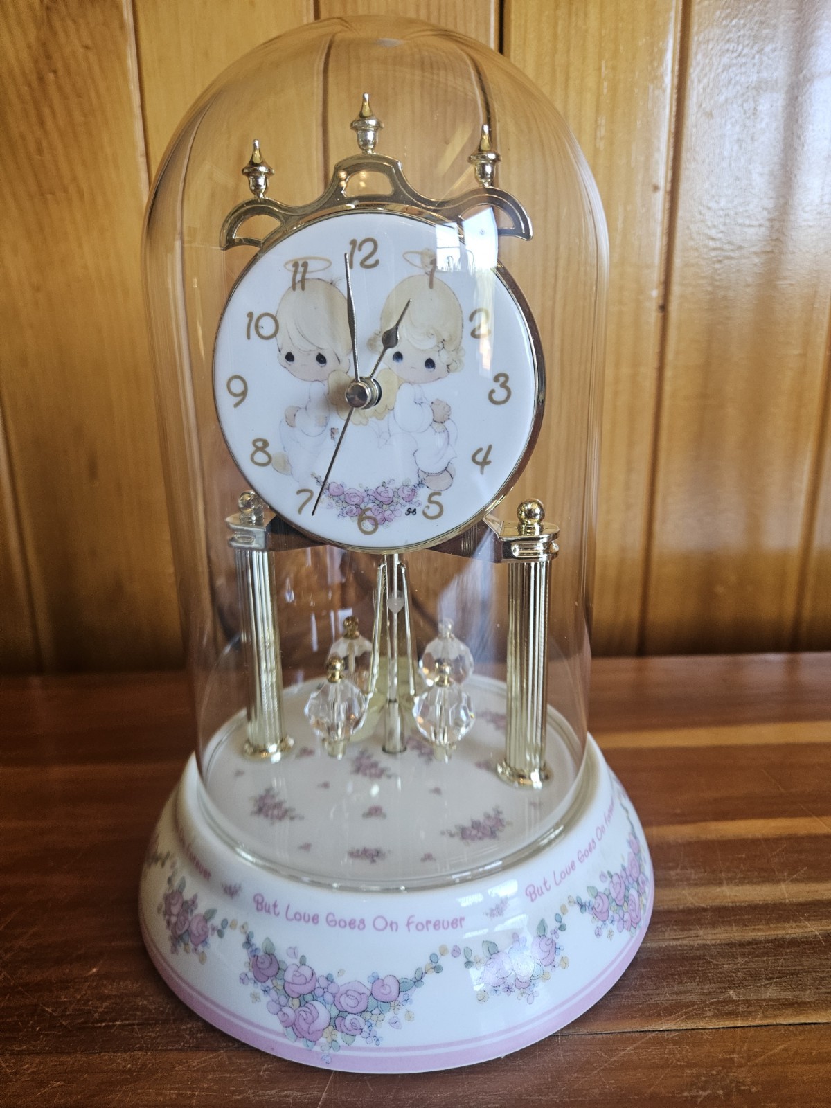 Precious Moments But Love Goes On Forever Porcelain Quartz Dome Clock