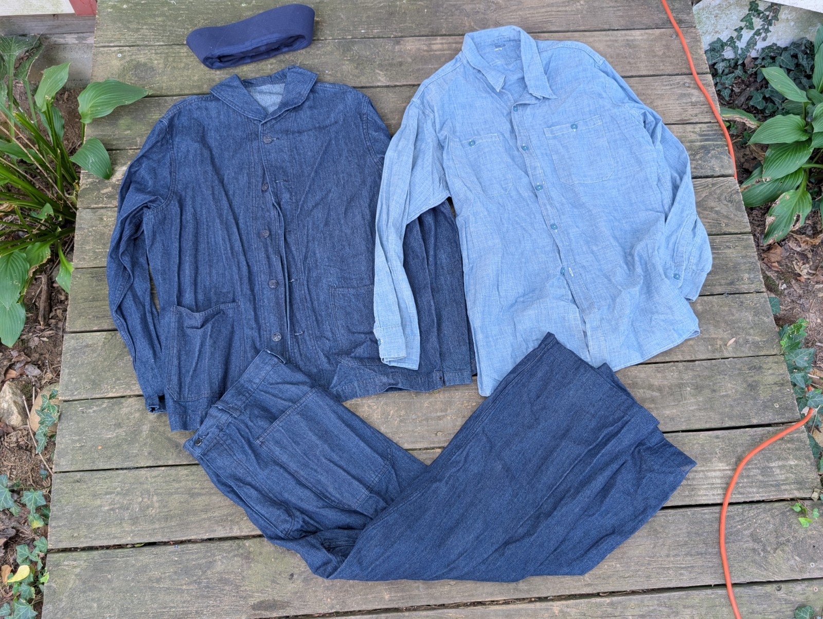 REPRO US NAVY WW2 DUNGAREE UNIFORM SET SHIRT JUMPER PANTS DIXIE CUP HAT DENIM